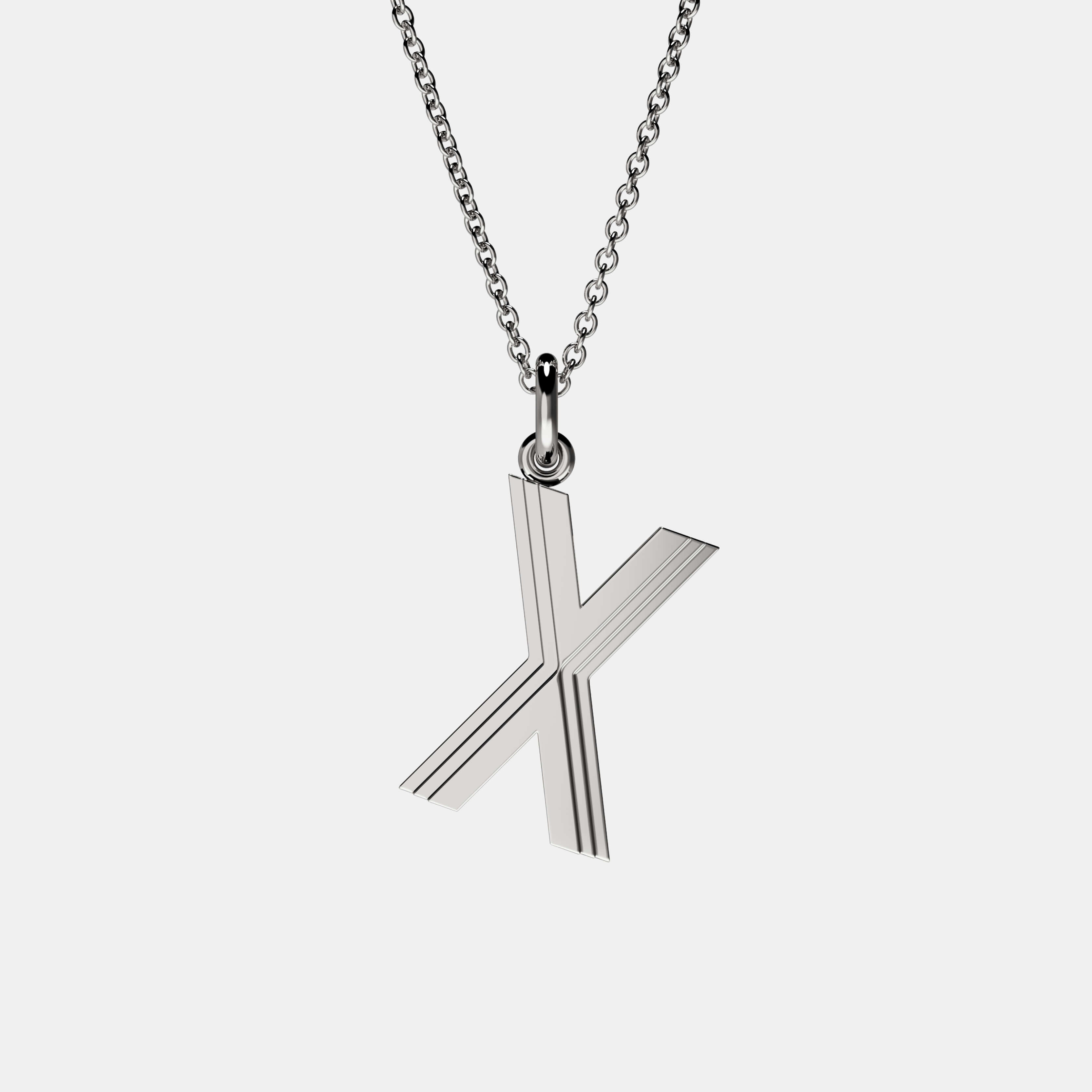 Contours Large Letter Pendant in White Gold