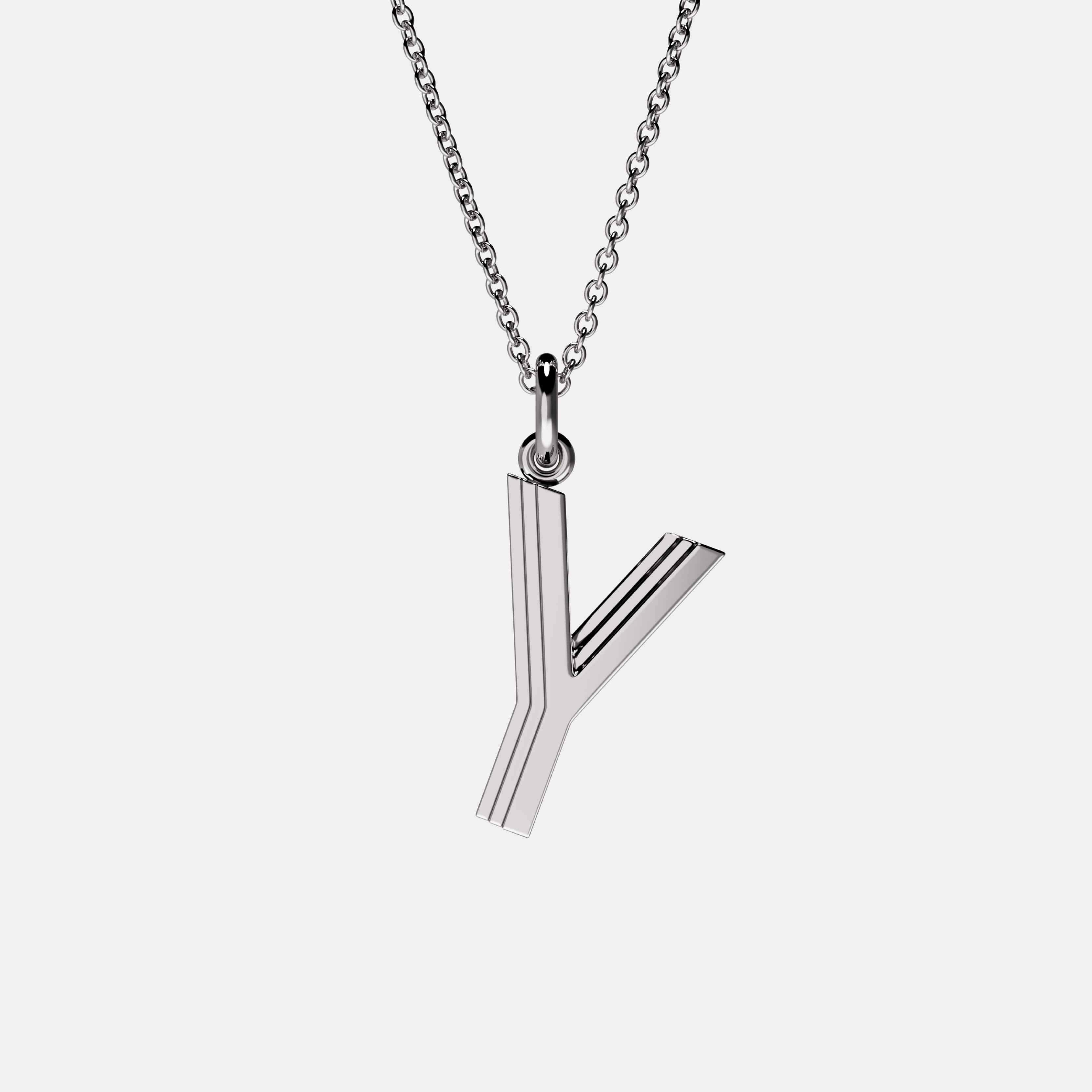 Contours Large Letter Pendant in White Gold