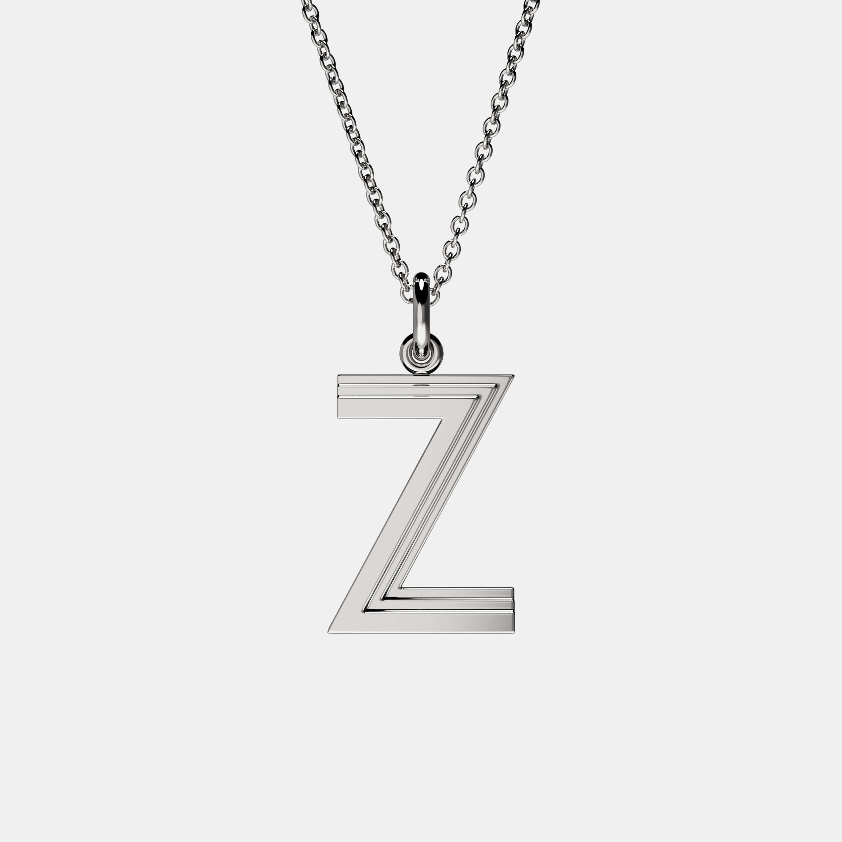 Contours Large Letter Pendant in White Gold