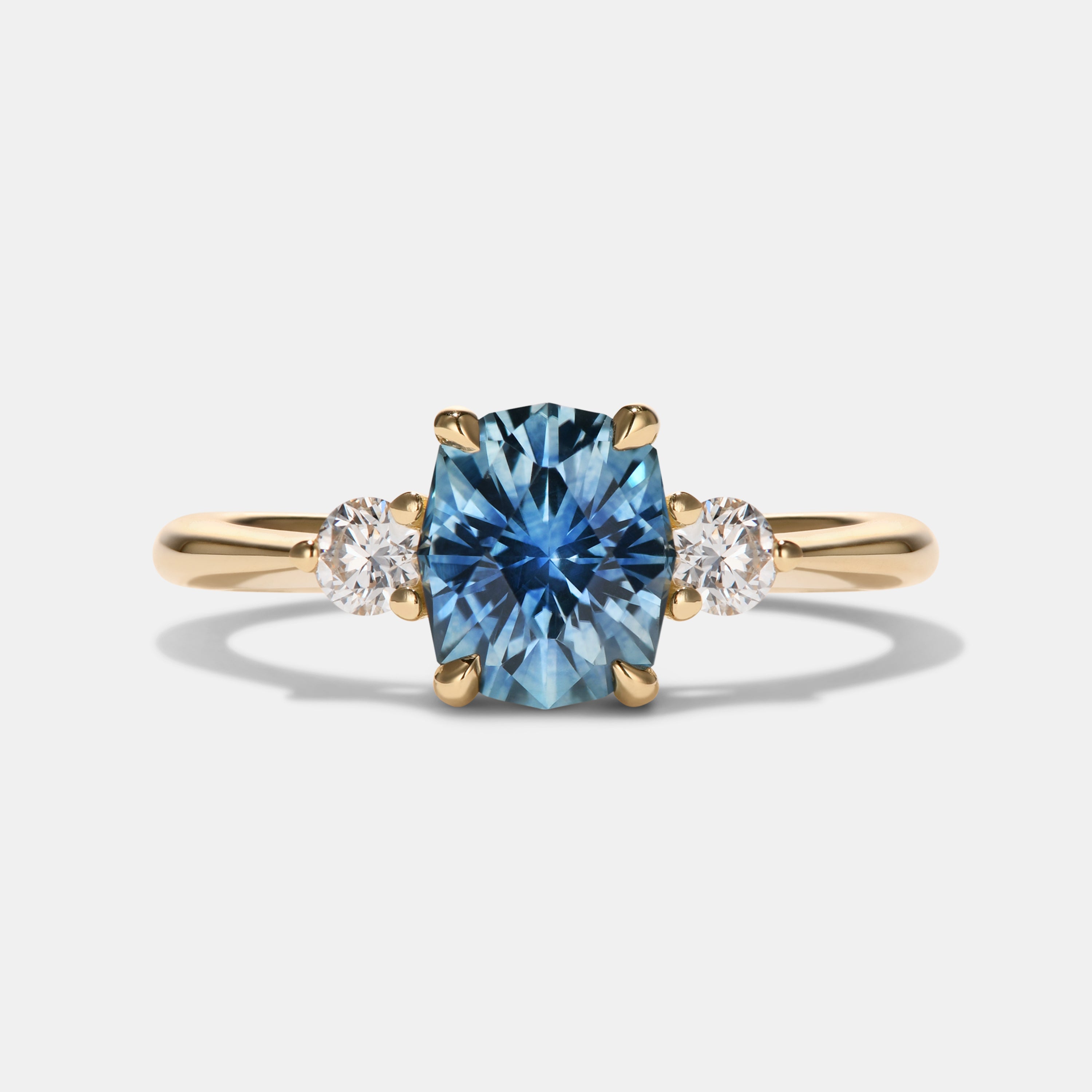 Clover Sapphire Three Stone Engagement Ring