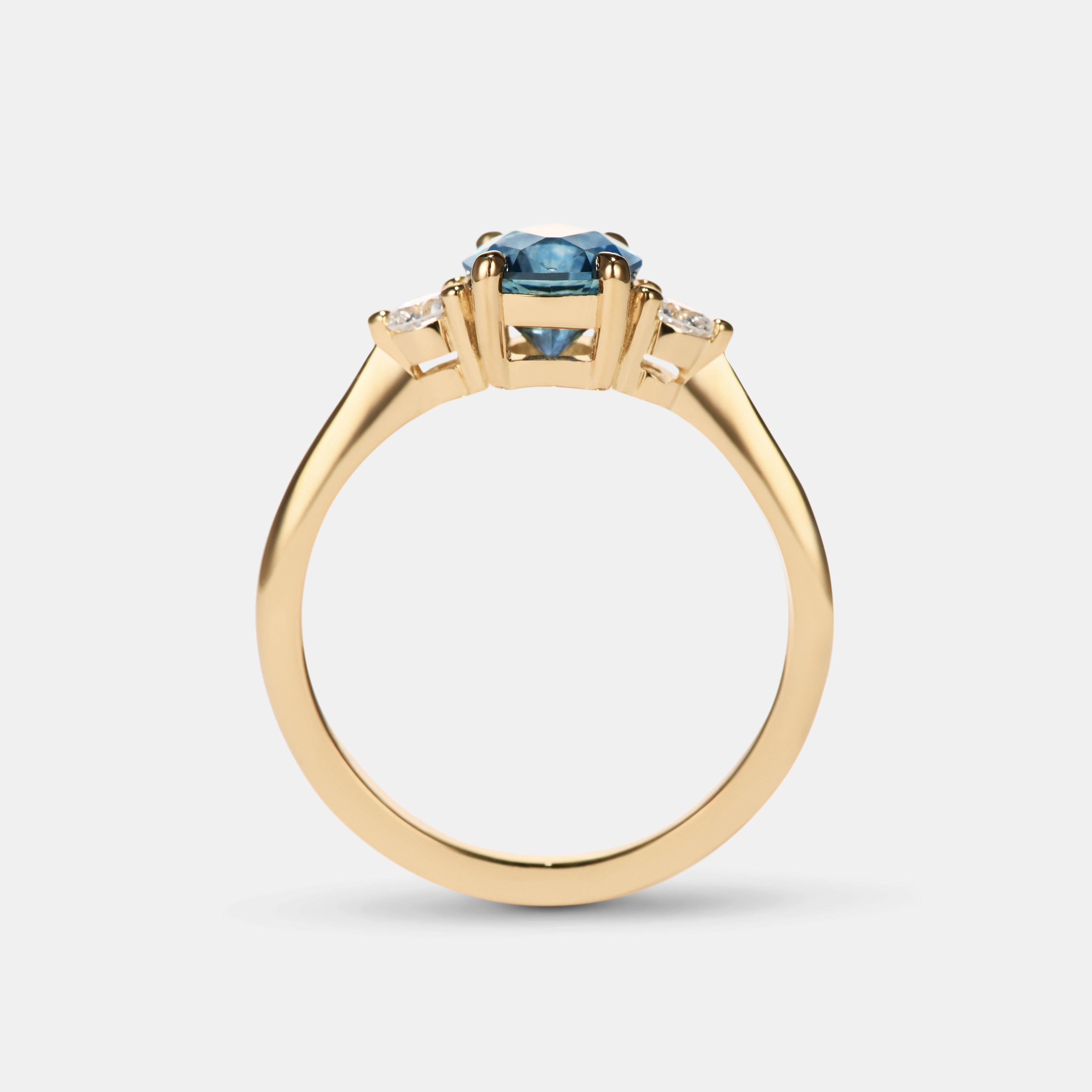 Clover Sapphire Three Stone Engagement Ring