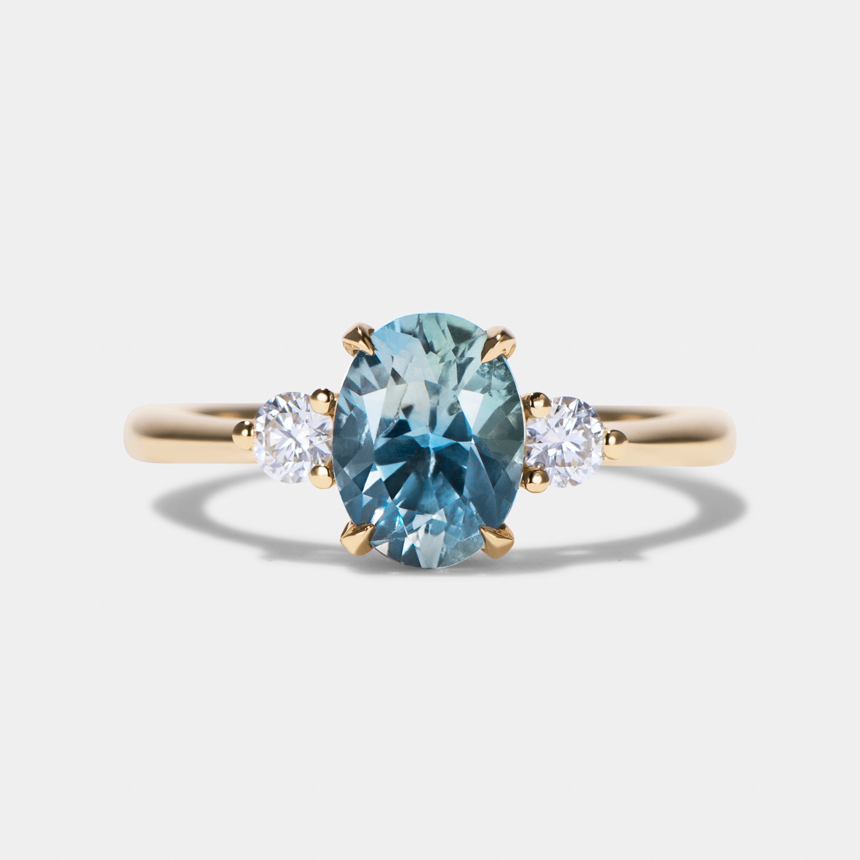 Clover Sapphire Three Stone Engagement Ring