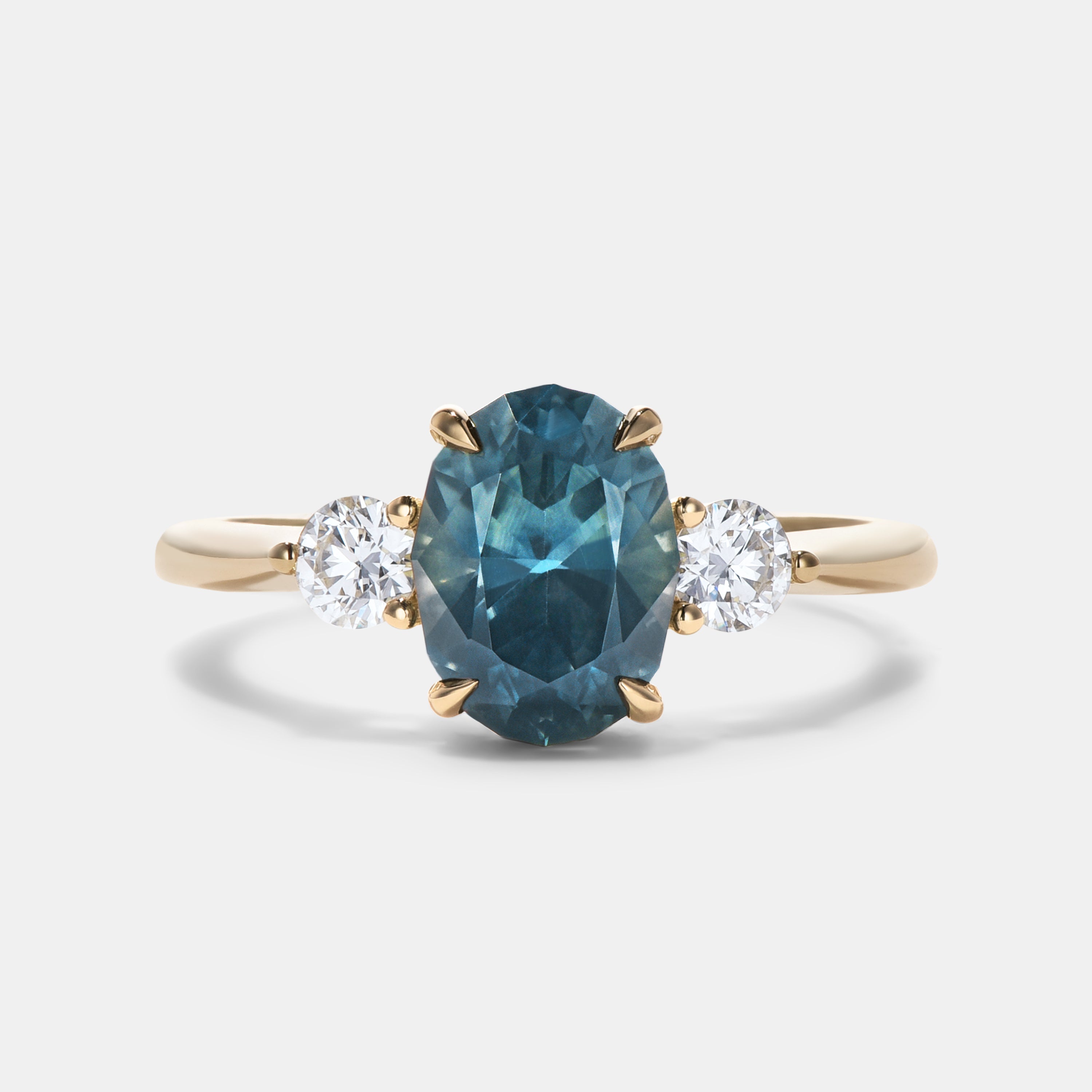 Clover Sapphire Three Stone Engagement Ring
