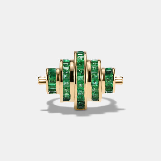 Cog Ring - Emerald