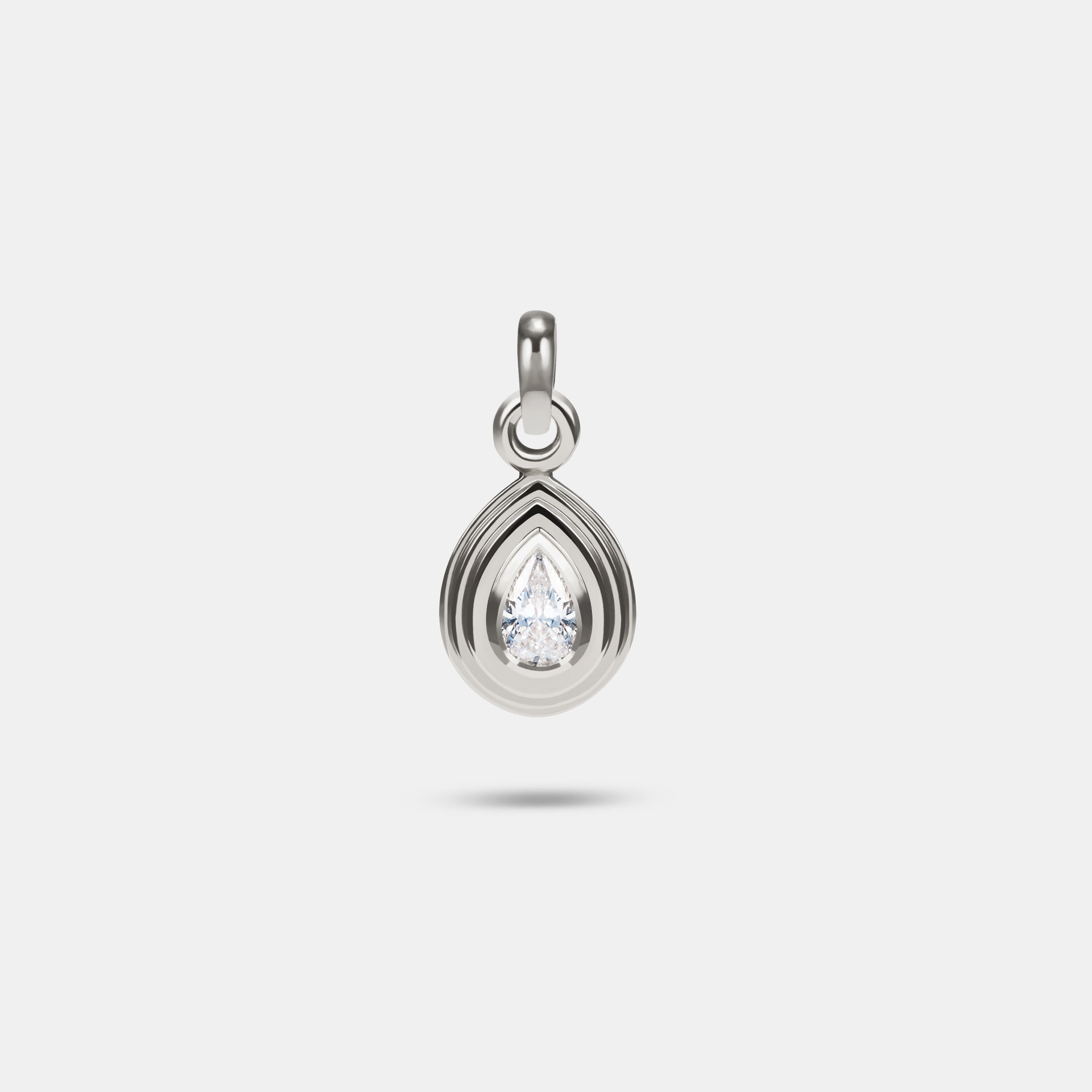 Contours Pendant Charm Pear Diamond in 18 Karat White Gold