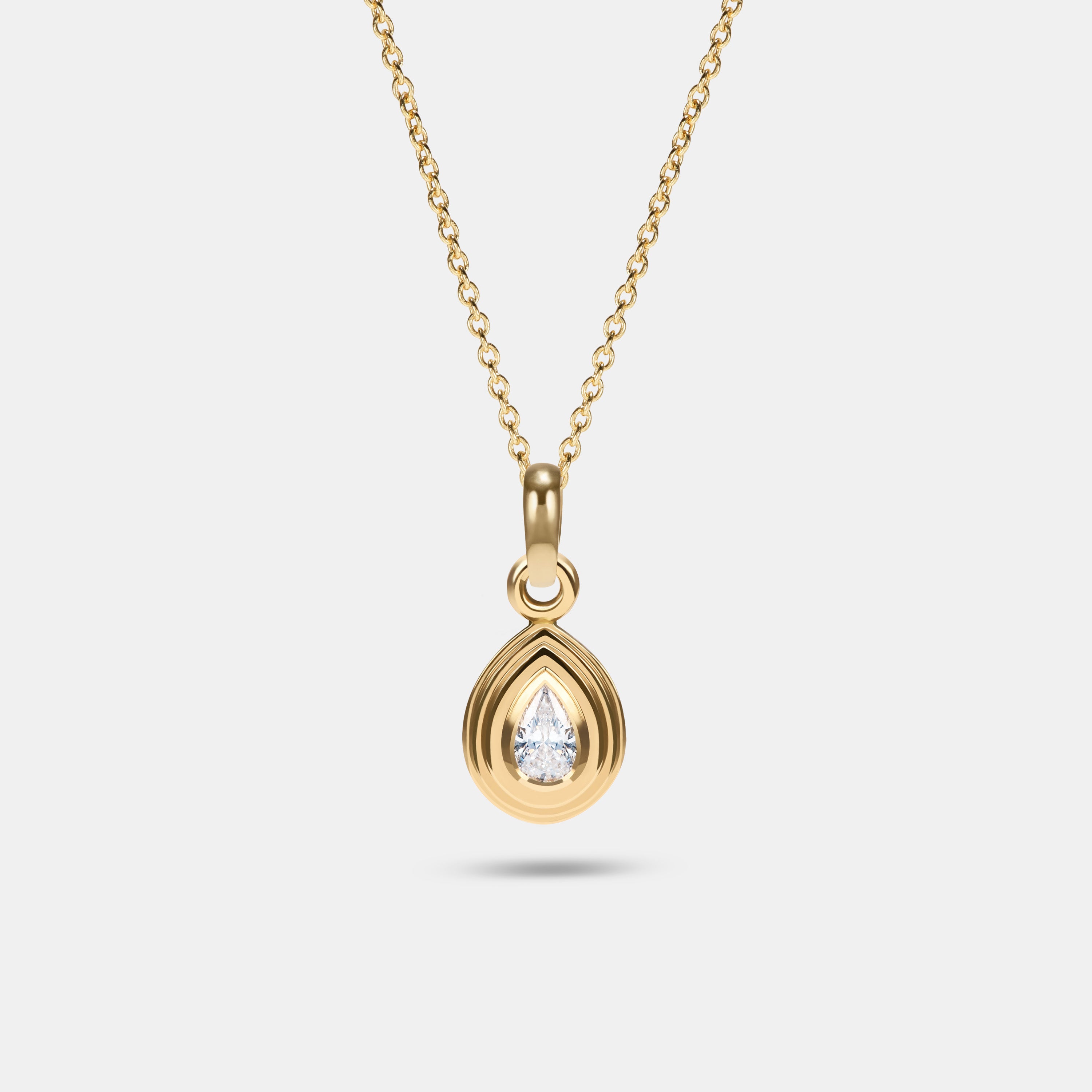 Contours Pendant Charm Pear Diamond in 18 Karat Yellow Gold