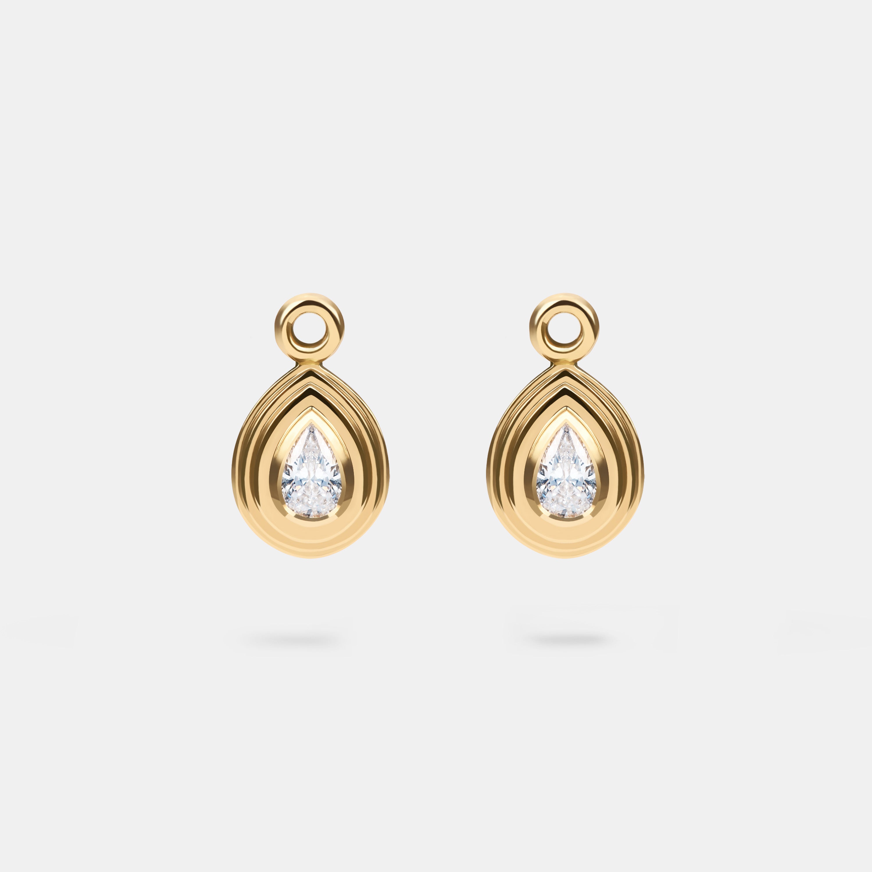 Contours Earring Charms Pear Diamond in 18 Karat Yellow Gold