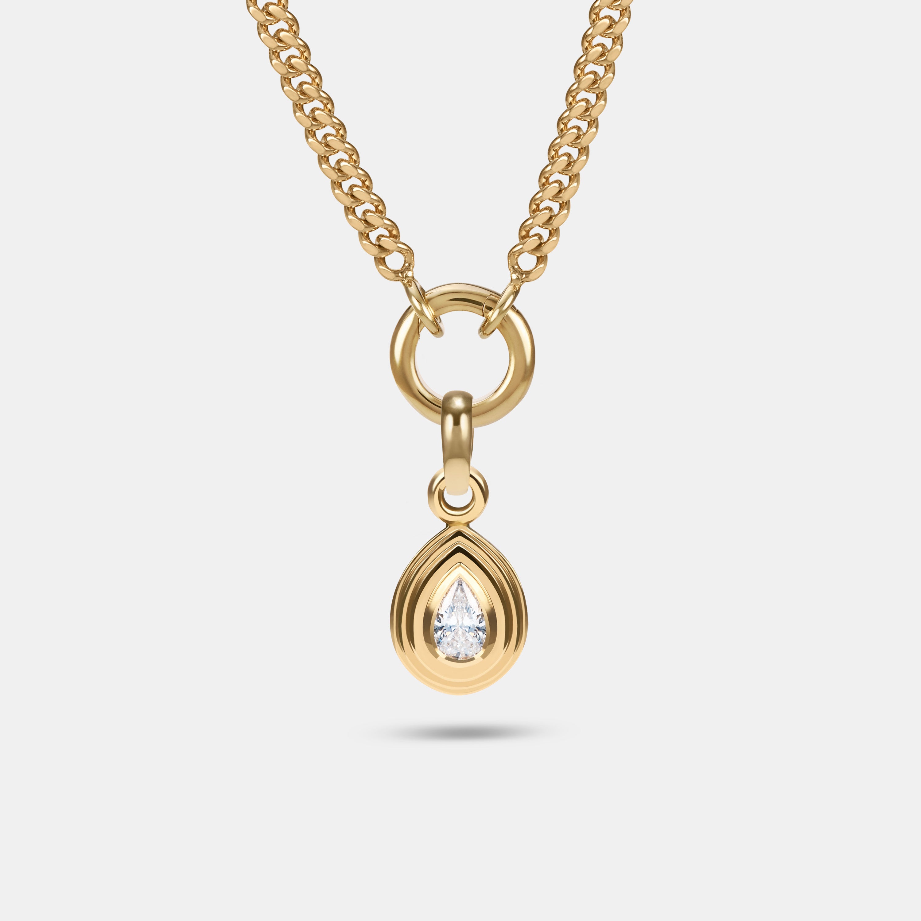 Contours Pendant Charm Pear Diamond in 18 Karat Yellow Gold