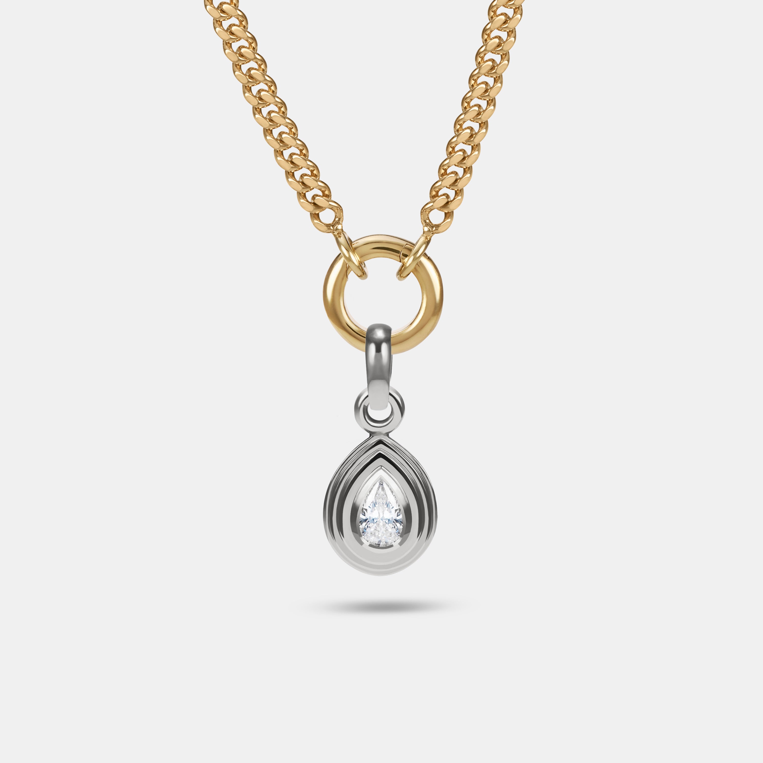 Contours Pendant Charm Pear Diamond in 18 Karat White Gold