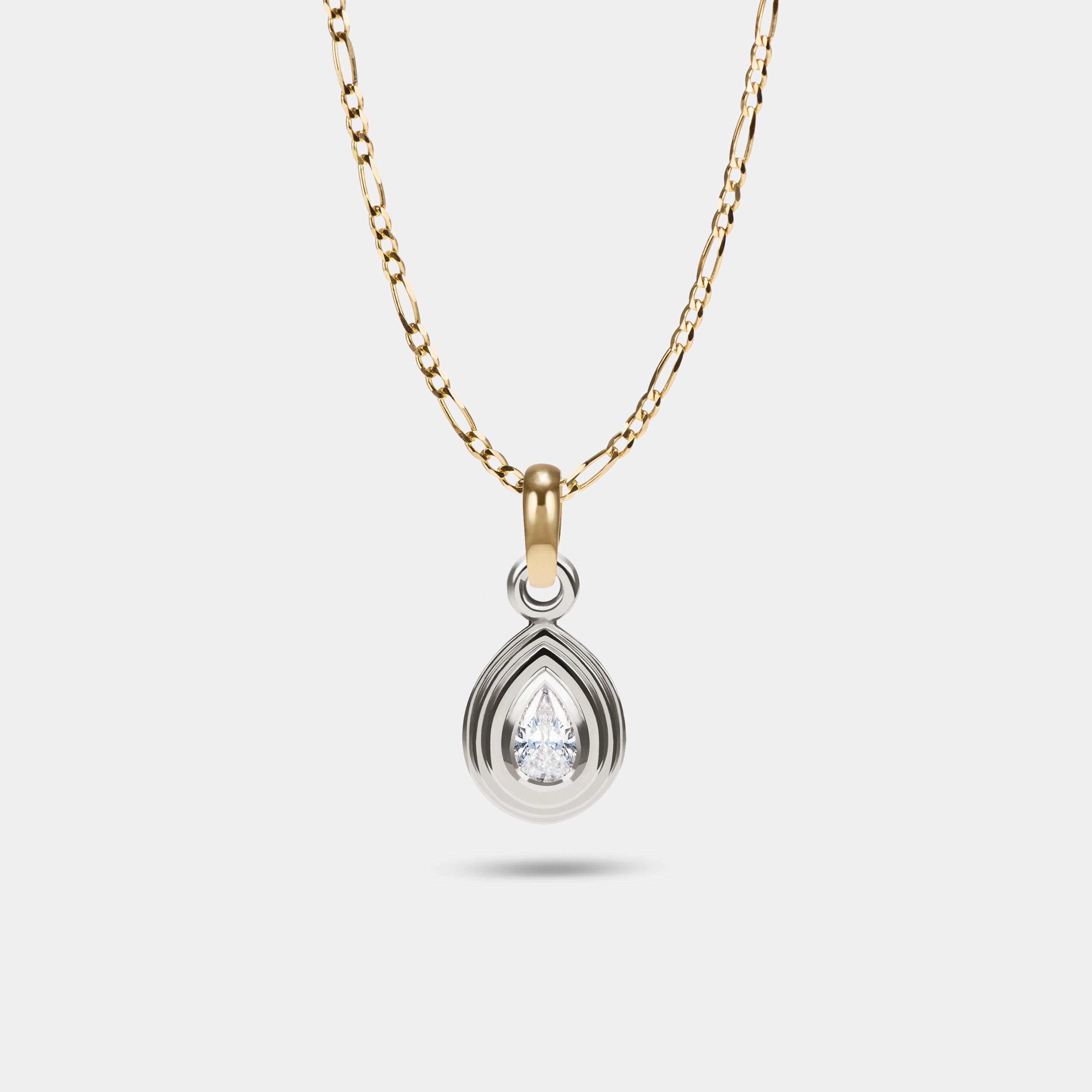 Contours Pendant Charm Pear Diamond in 18 Karat White Gold