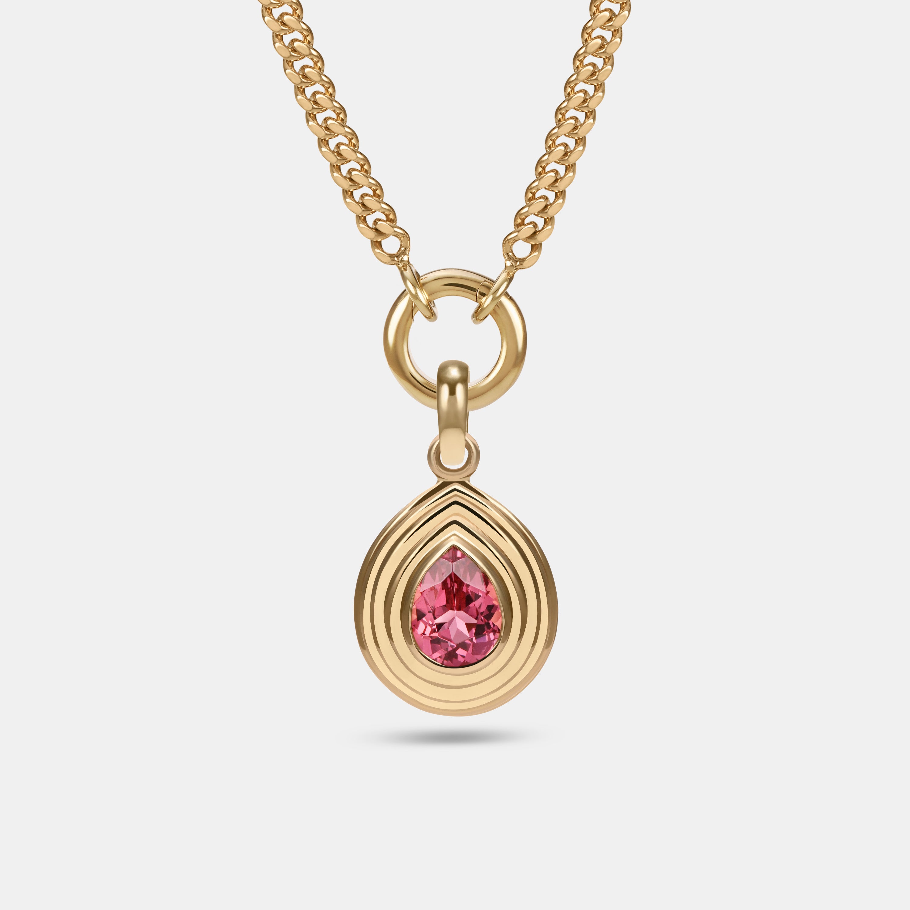 Contours Pendant - 1.45ct Pear Cut Pink Spinel