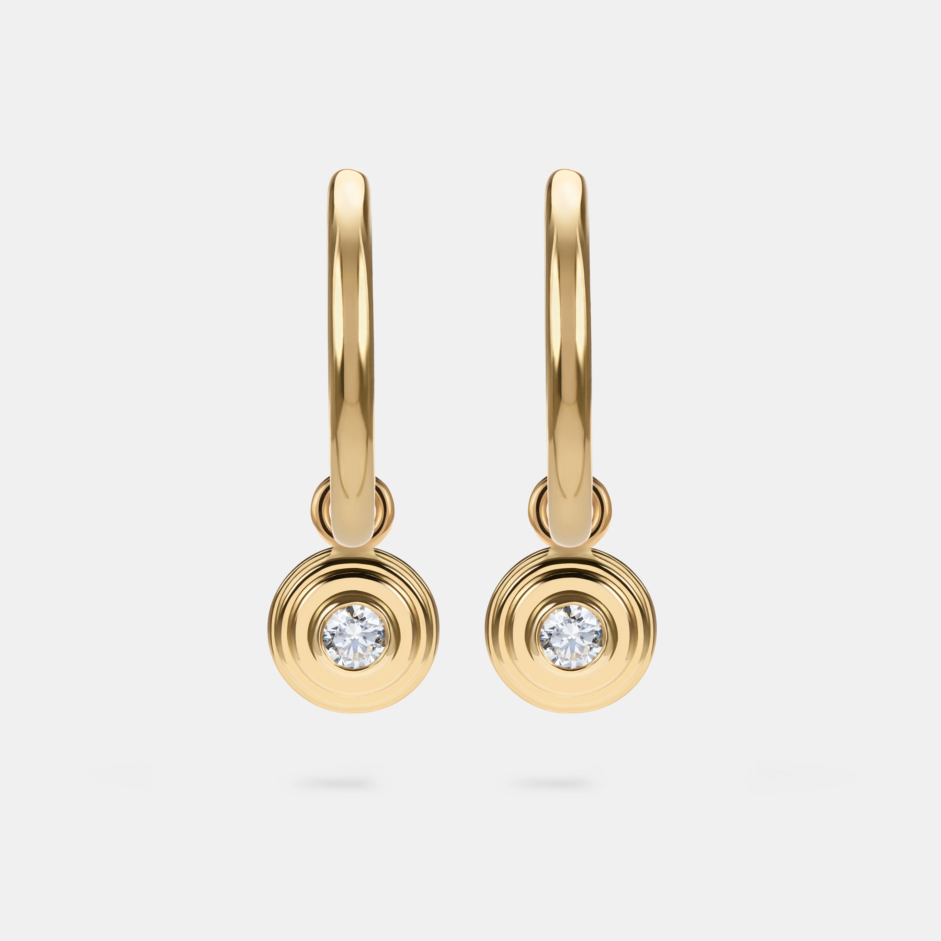 Contours Earring Charms Round Diamond in 18 Karat Yellow Gold