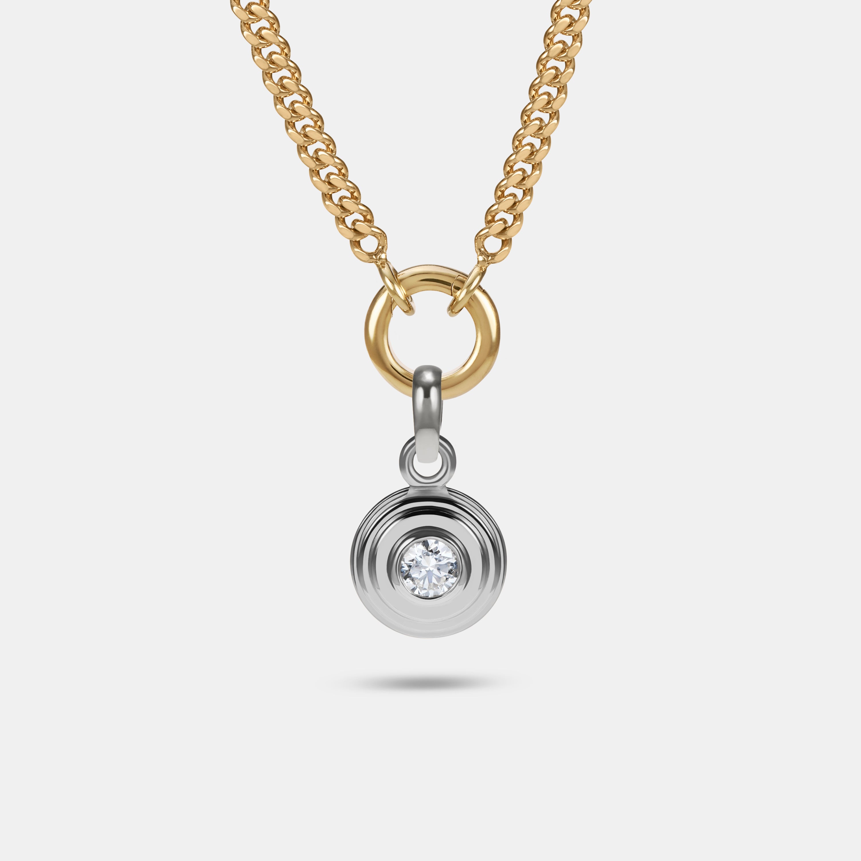 Contours Pendant Charm Round Diamond in 18 Karat White Gold