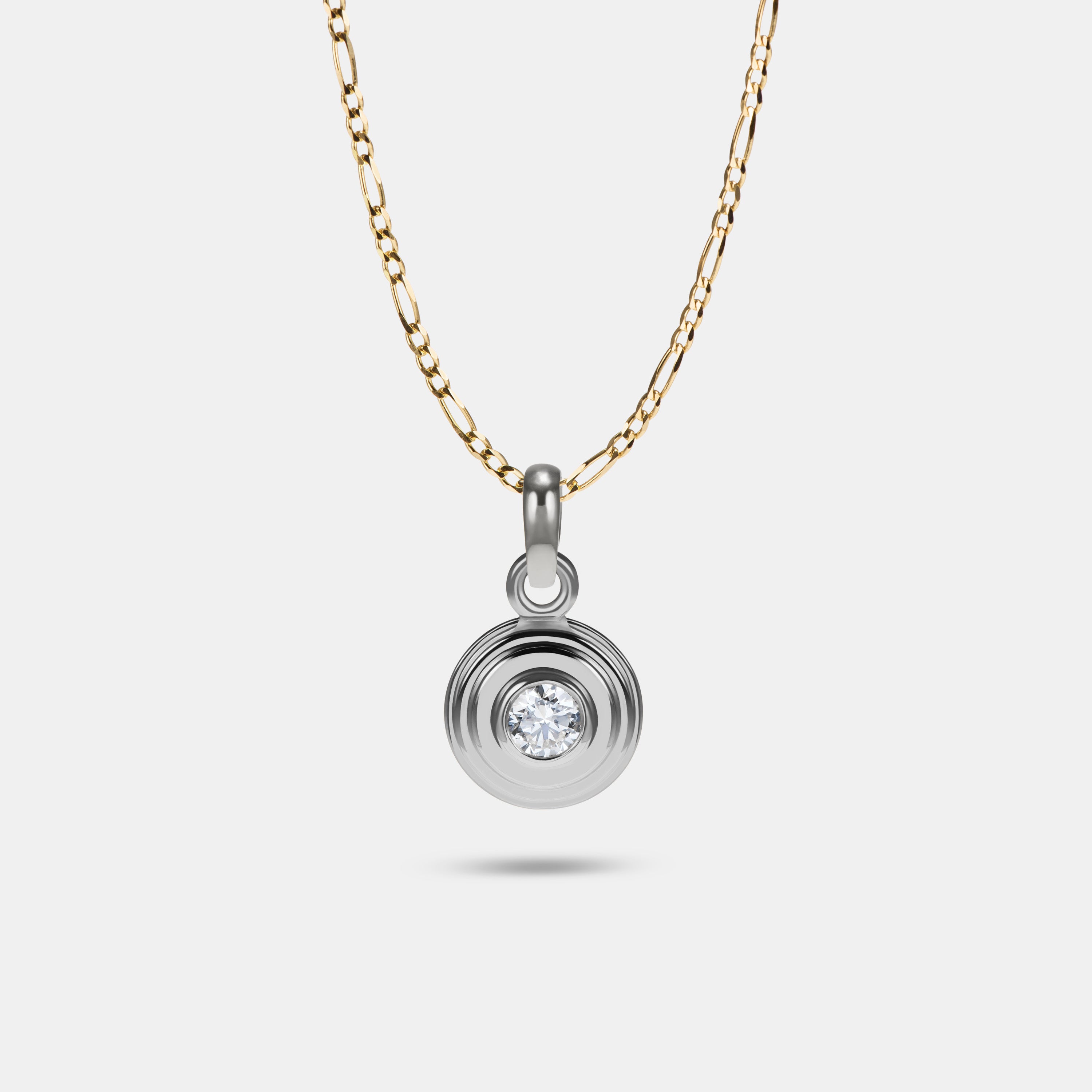 Contours Pendant Charm Round Diamond in 18 Karat White Gold