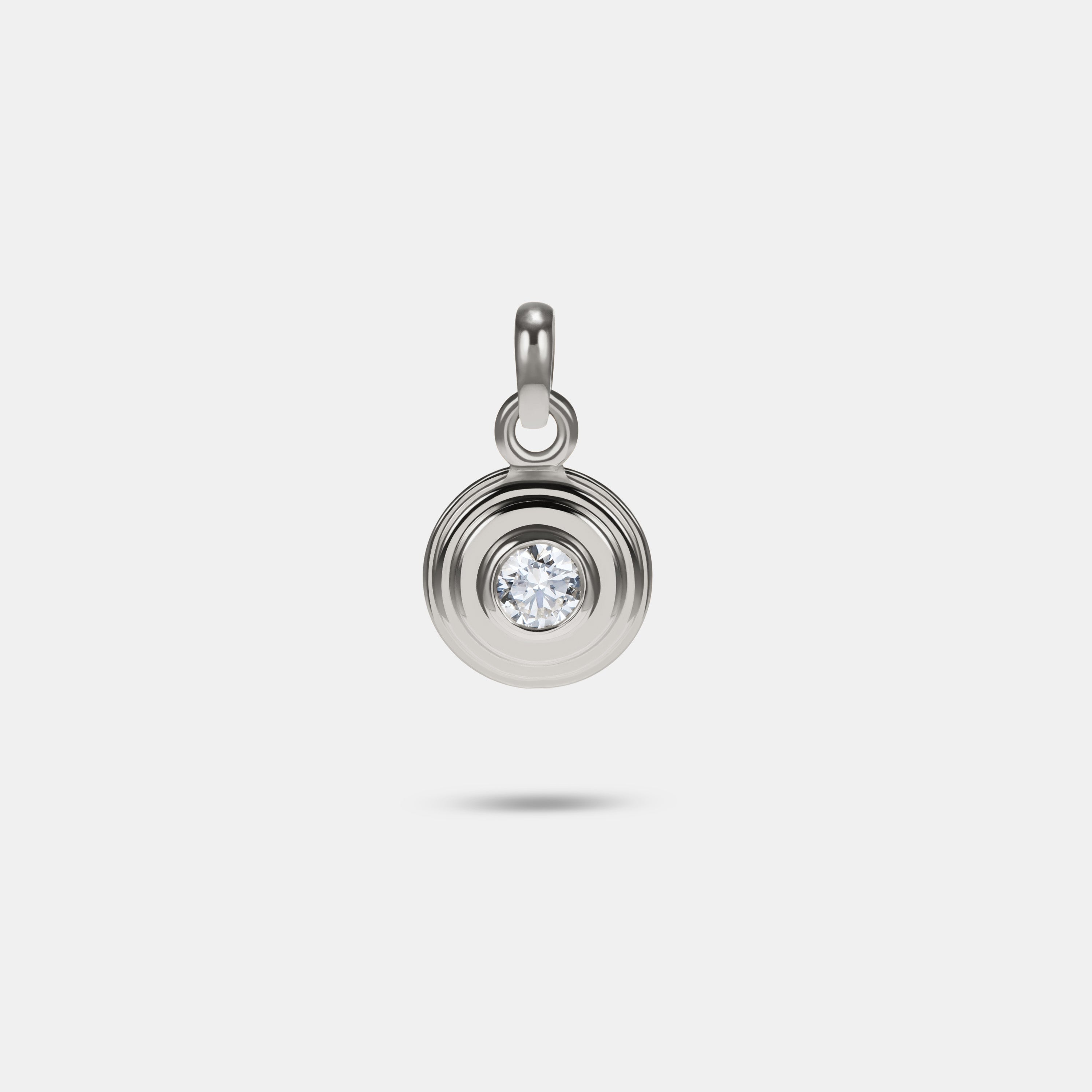 Contours Pendant Charm Round Diamond in 18 Karat White Gold