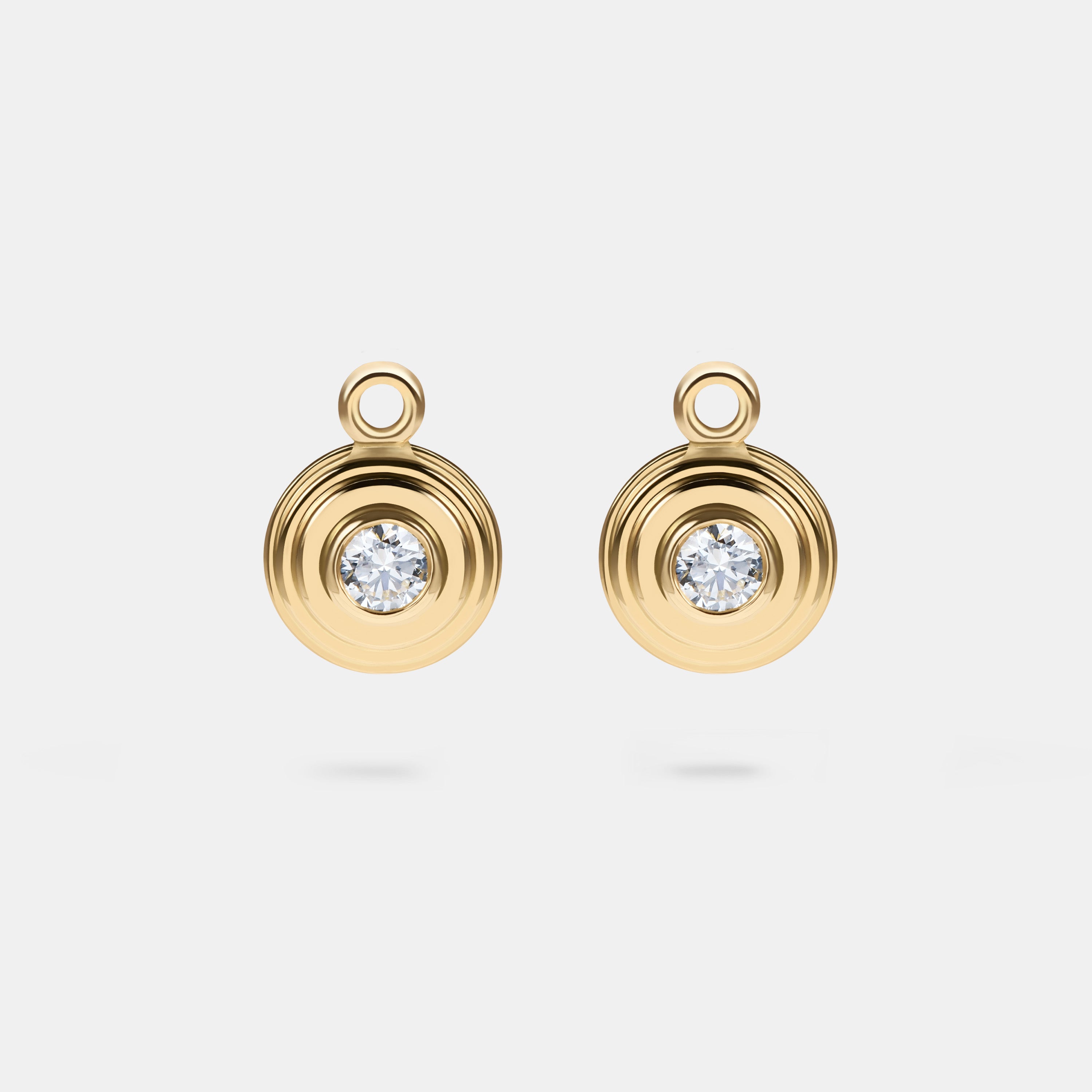 Contours Earring Charms Round Diamond in 18 Karat Yellow Gold