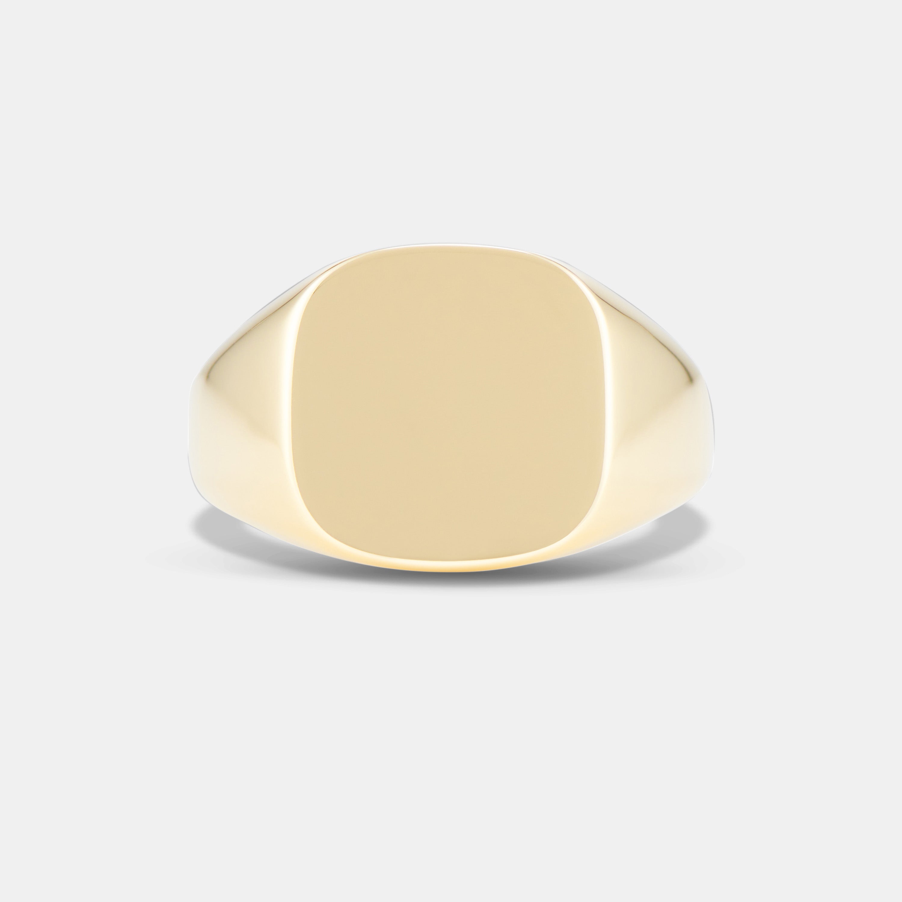 Square Cushion Signet Ring in Yellow Gold