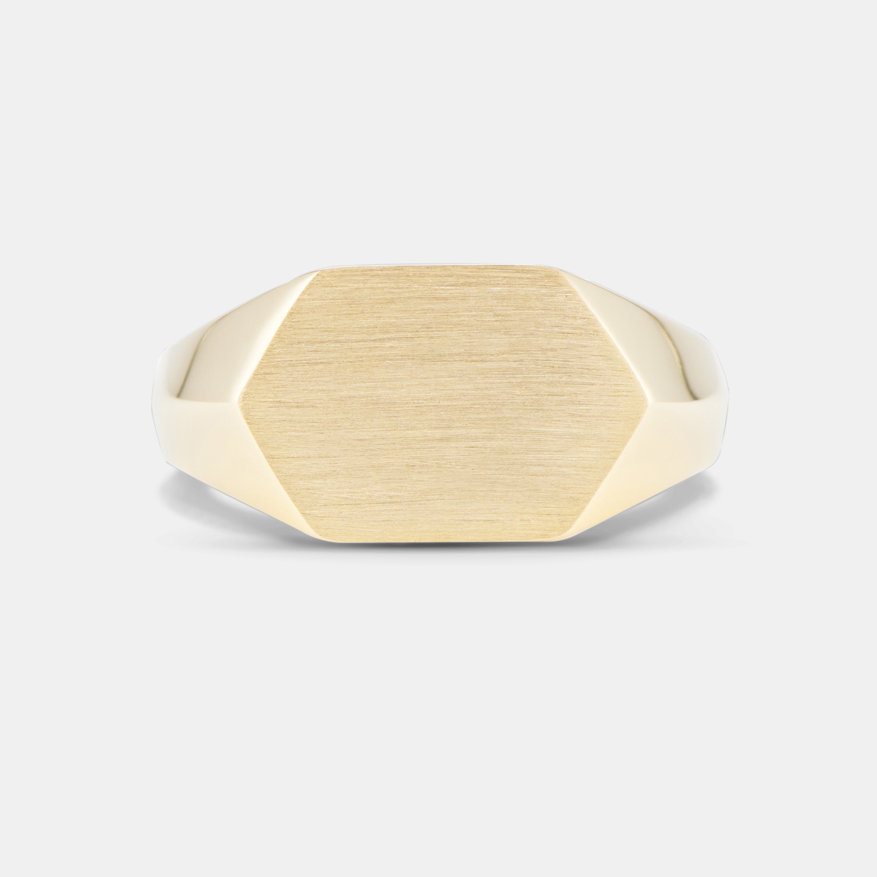 Hexagon Signet Ring in Yellow Gold