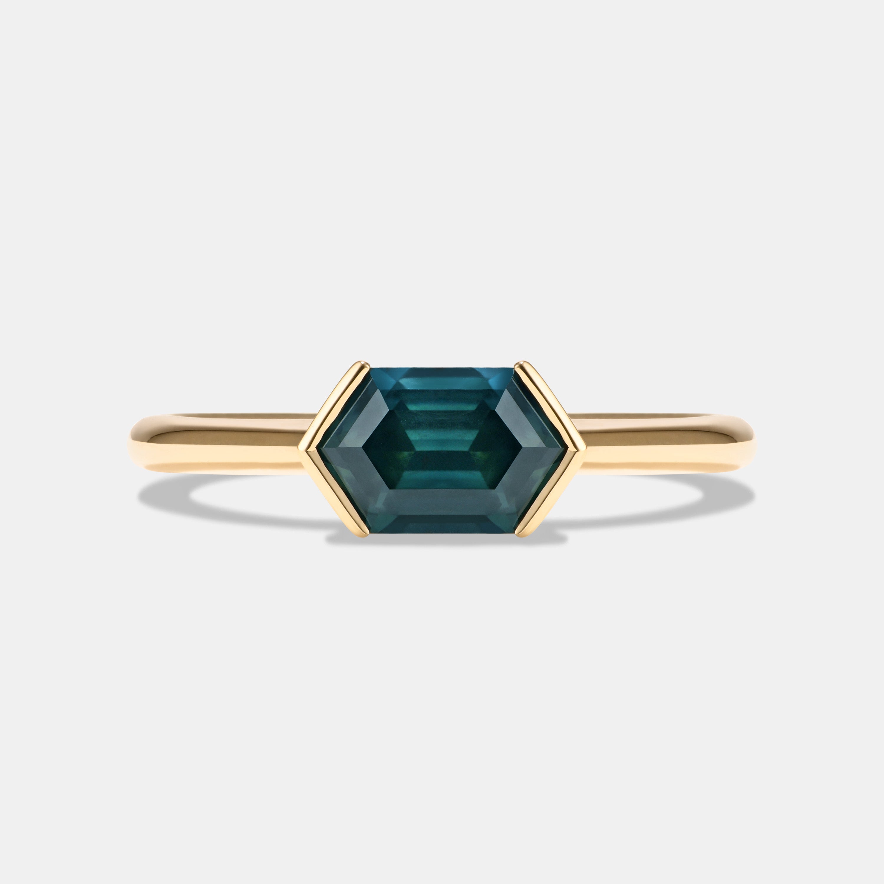 Iman 1.60ct Hexagon Step Cut Sapphire Solitaire Engagement Ring