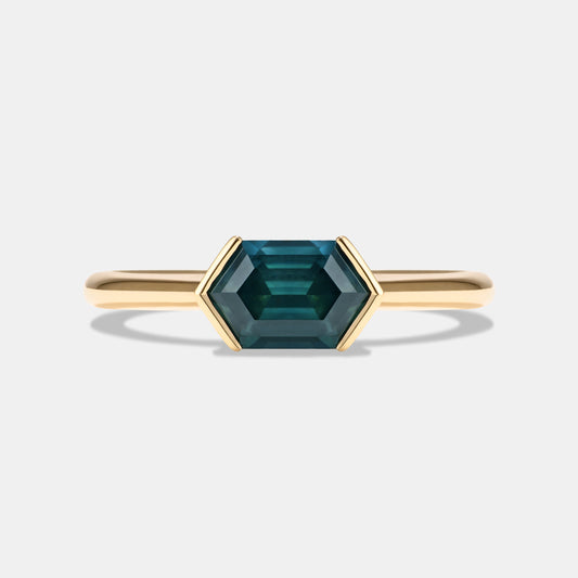 Iman 1.60ct Hexagon Step Cut Sapphire Solitaire Engagement Ring