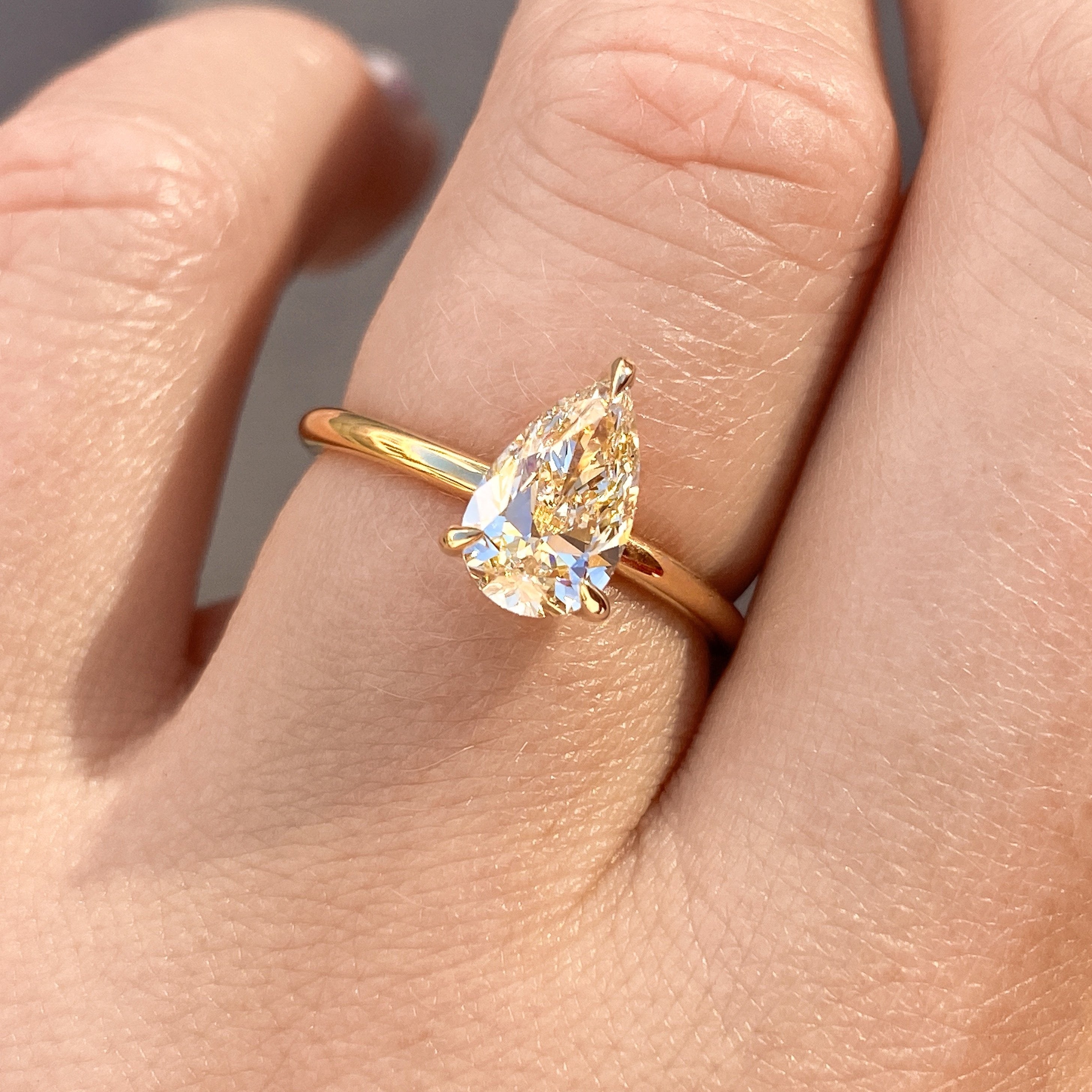 Selene 1.20ct Pear Champagne Diamond Solitaire Engagement Ring