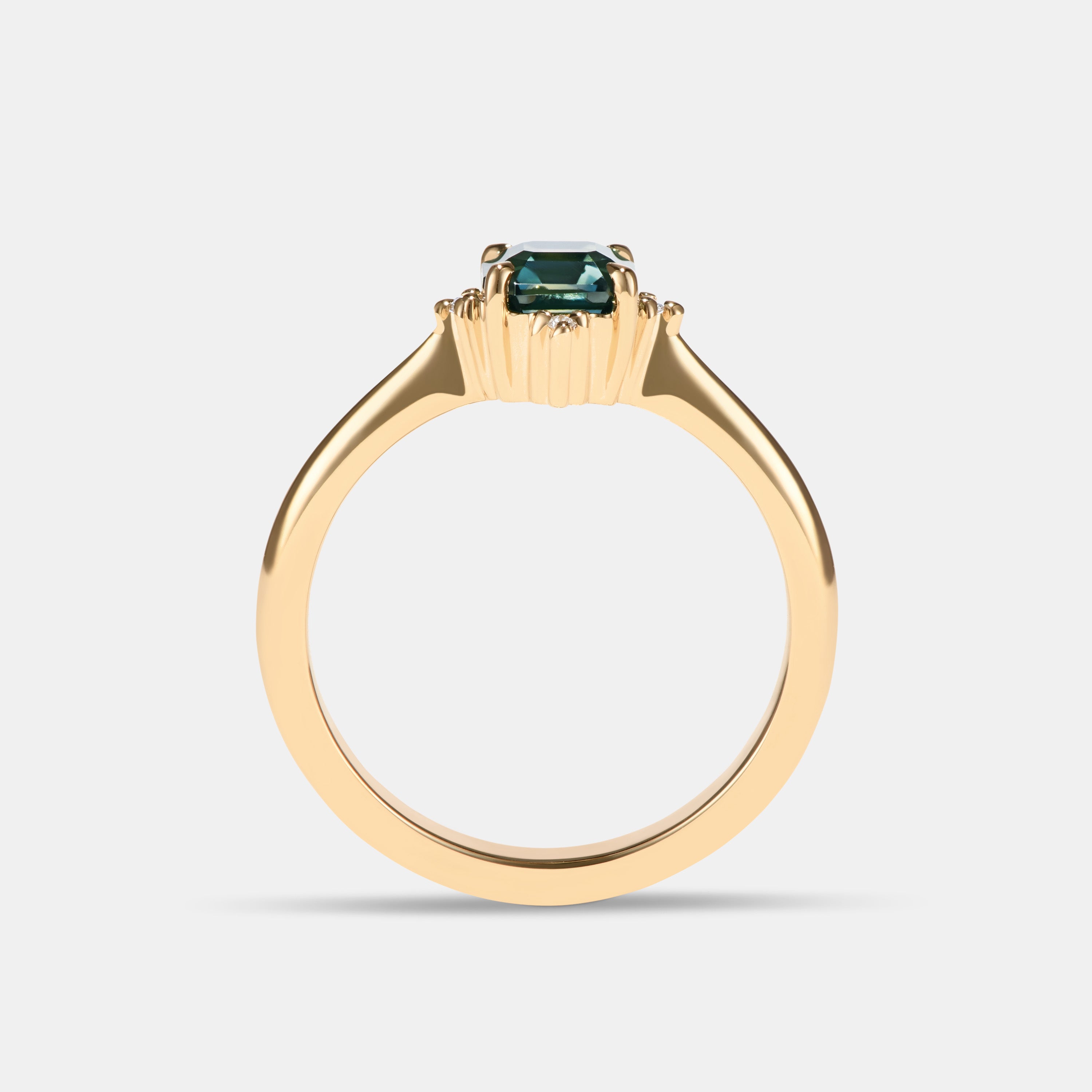 Lucia 1.07ct Asscher Cut Teal Sapphire Cluster Engagement Ring