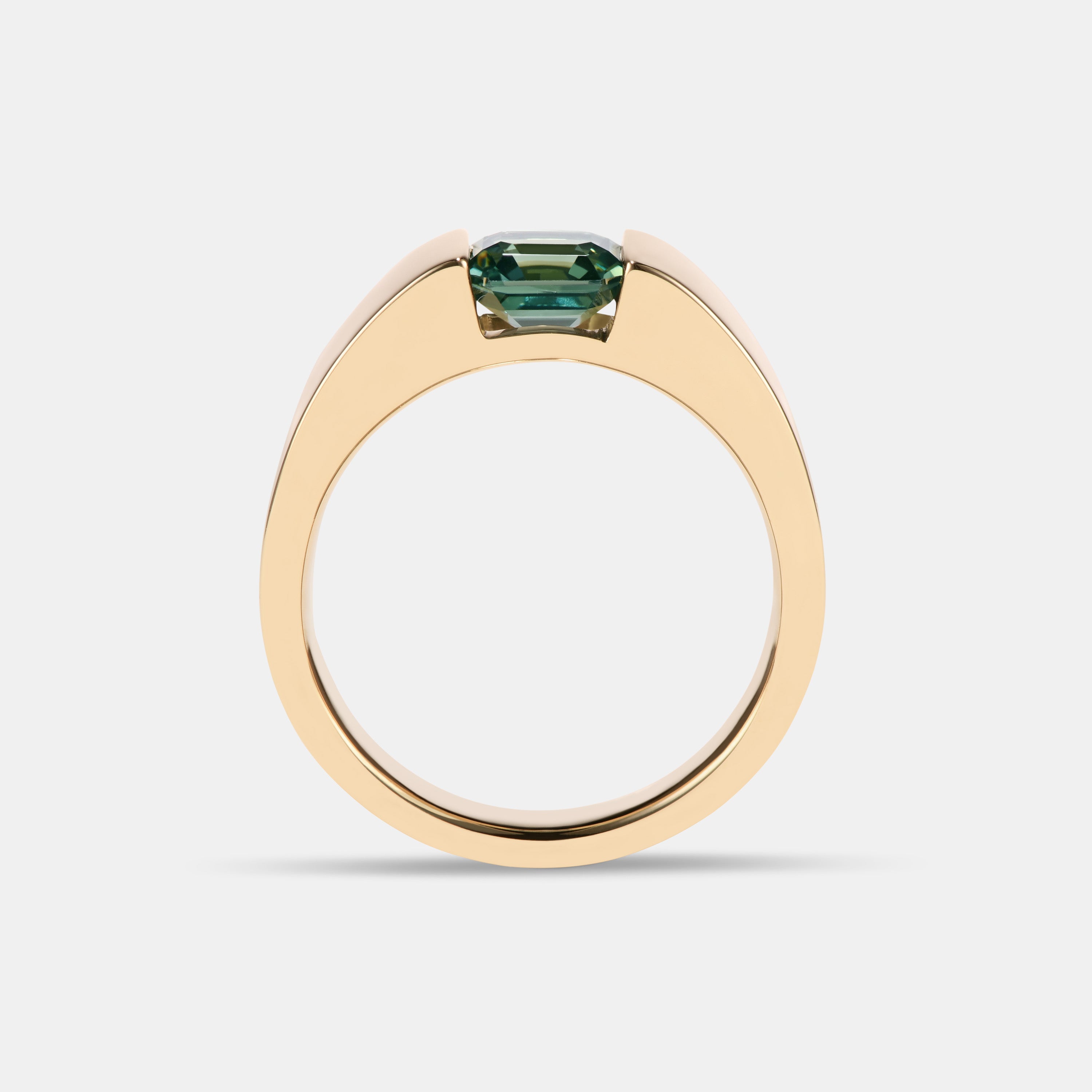 Mies 1.24ct Emerald Cut Teal Sapphire Solitaire Engagement Ring