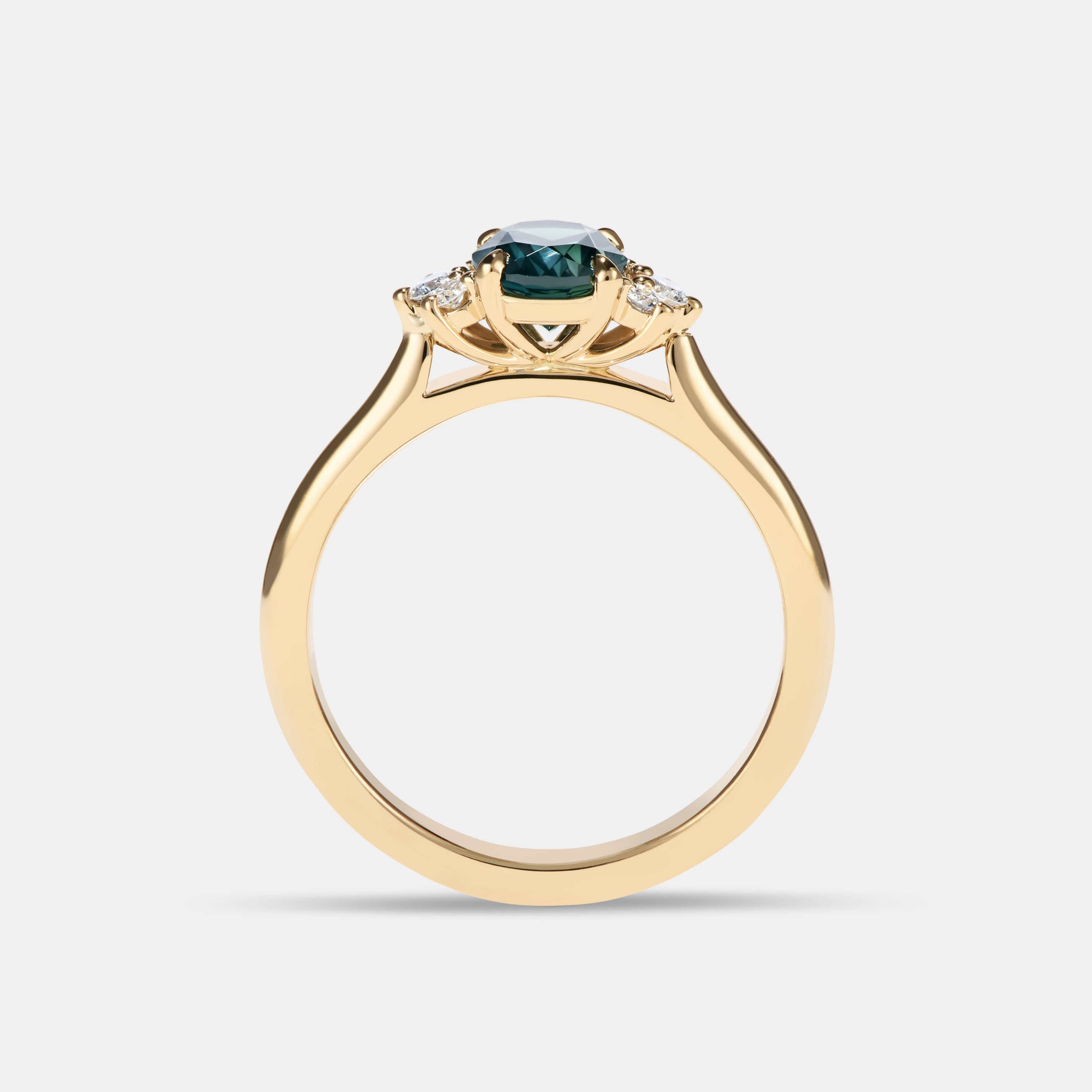 Mischa 1.08ct Oval Teal Sapphire Cluster Engagement Ring