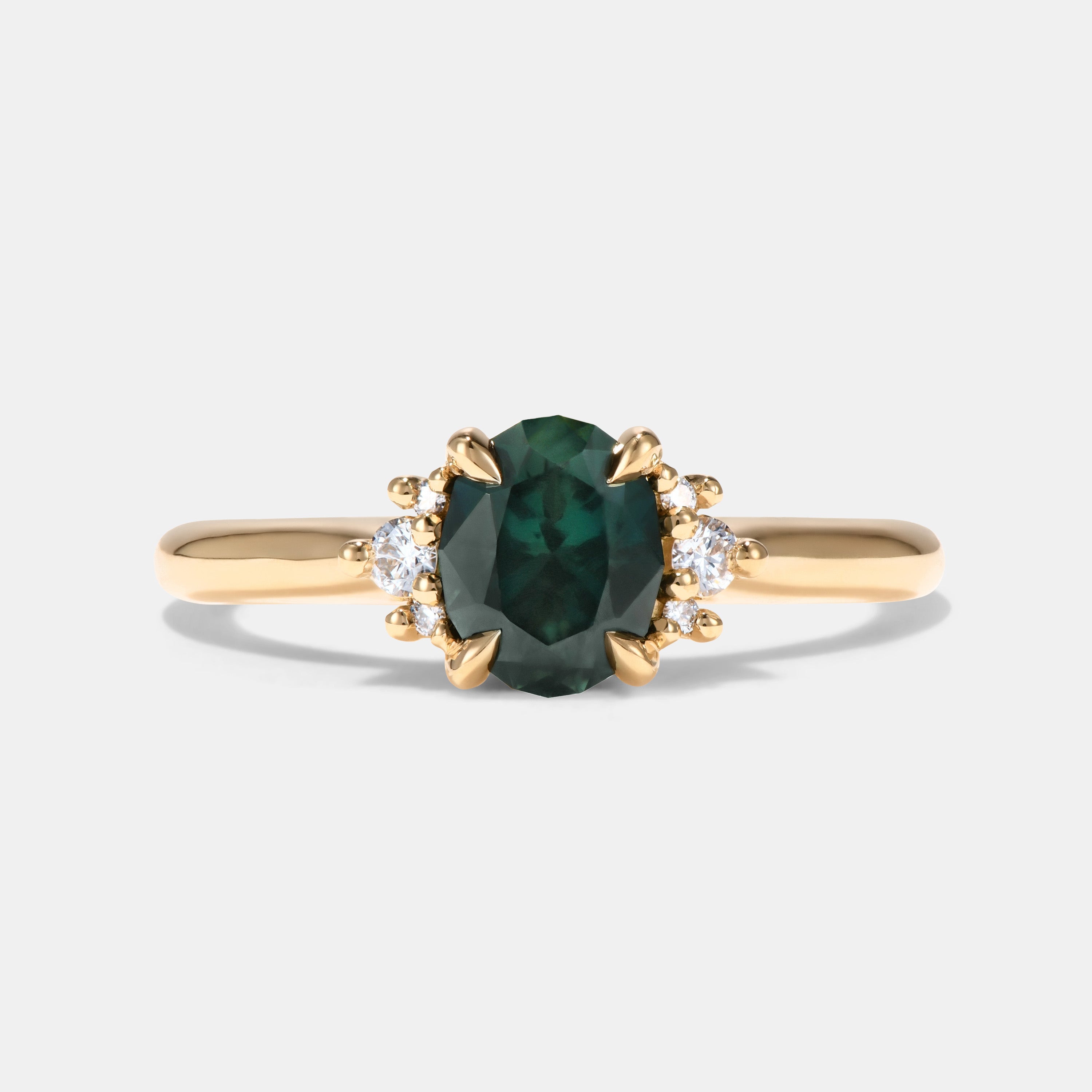 Mischa 1.29ct Oval Teal Sapphire Cluster Engagement Ring