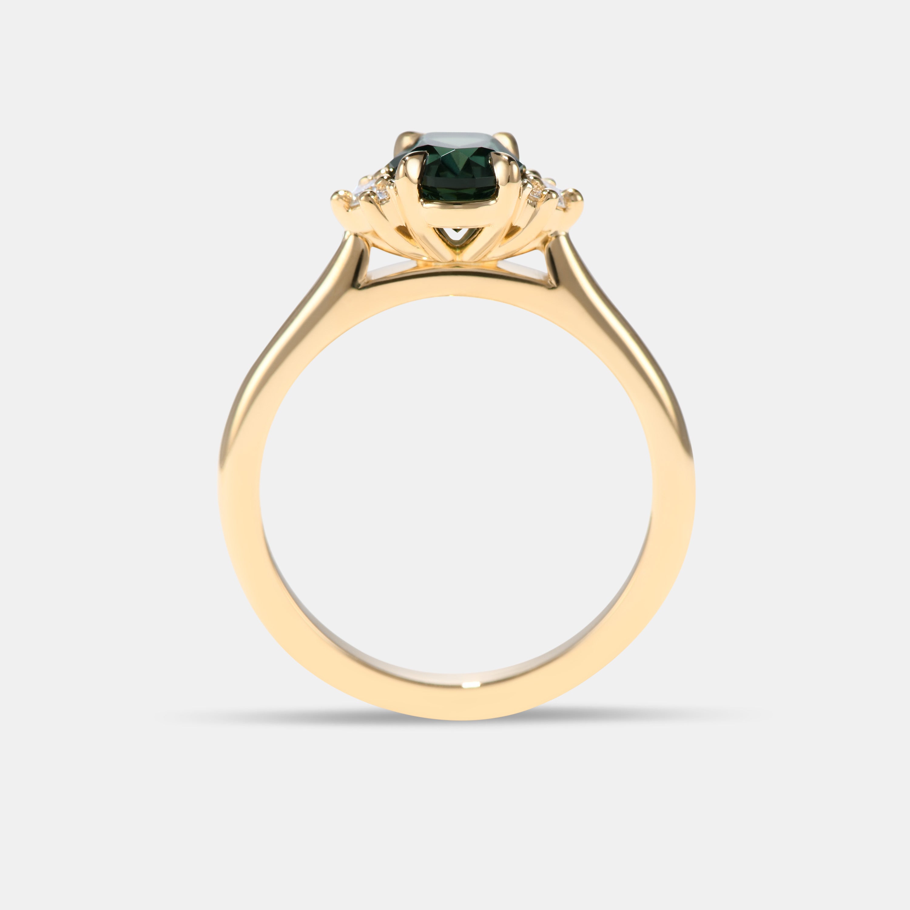 Mischa 1.29ct Oval Teal Sapphire Cluster Engagement Ring