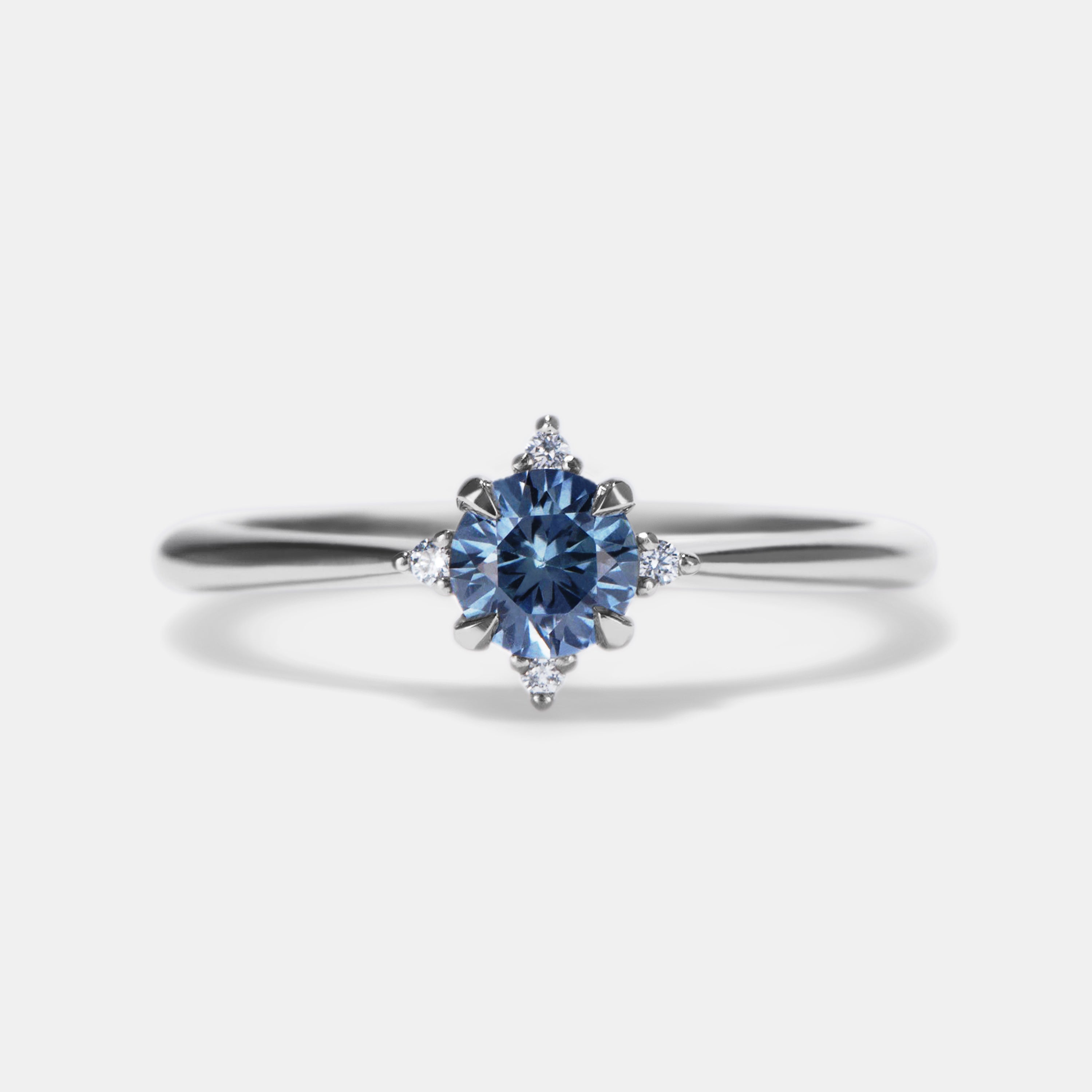 Mini Lucia 0.43ct Round Montana Sapphire Cluster Ring