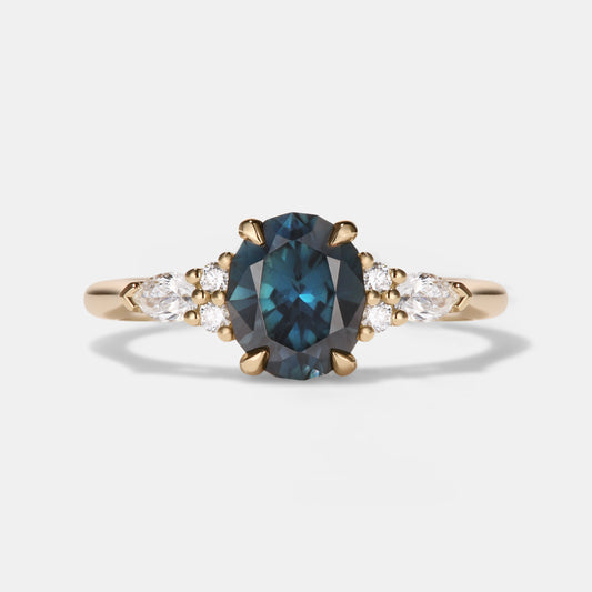 Olivia - 1.52ct Teal Sapphire Engagement Ring