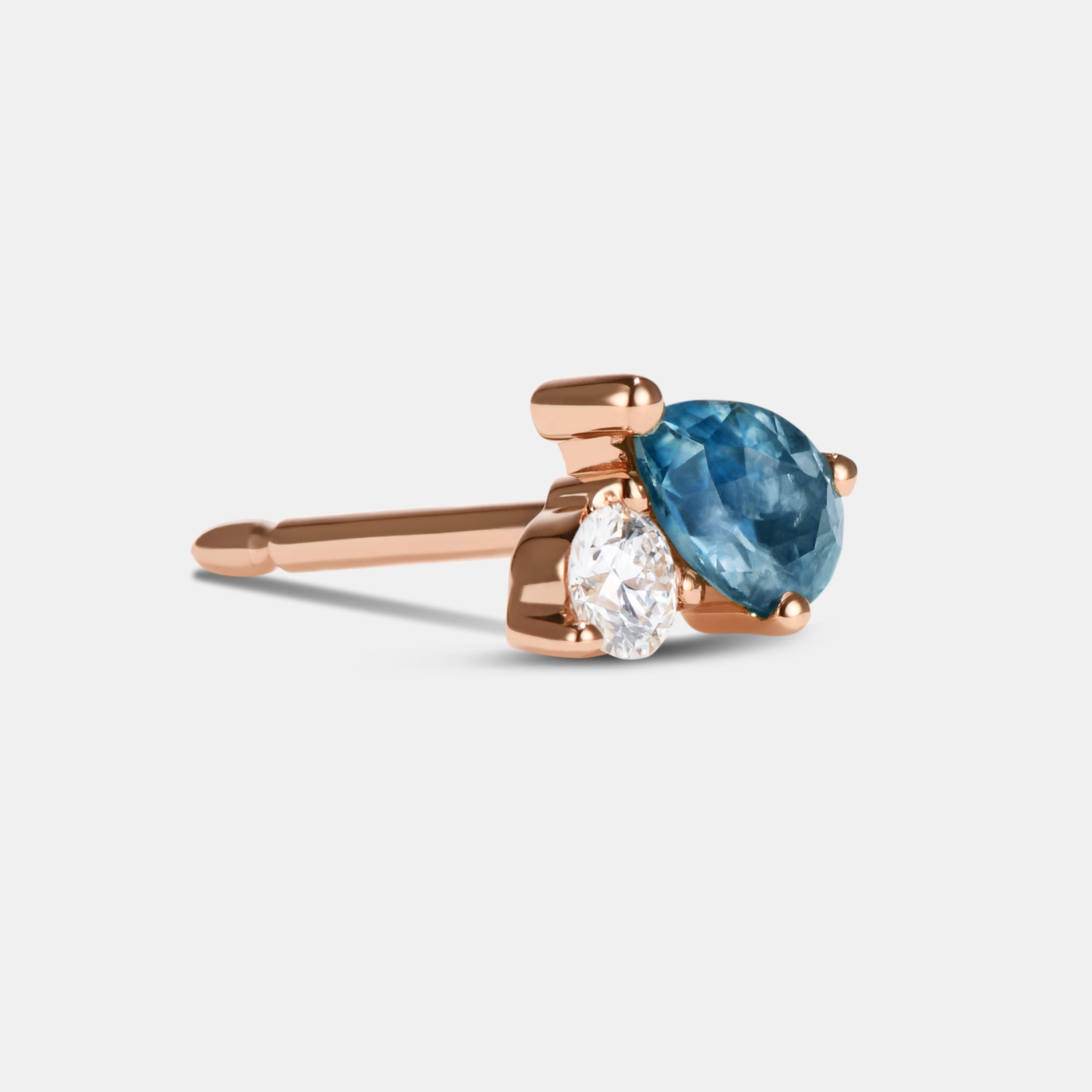 Single Petite Stud - Style No. 5 (Sapphire & Diamond)