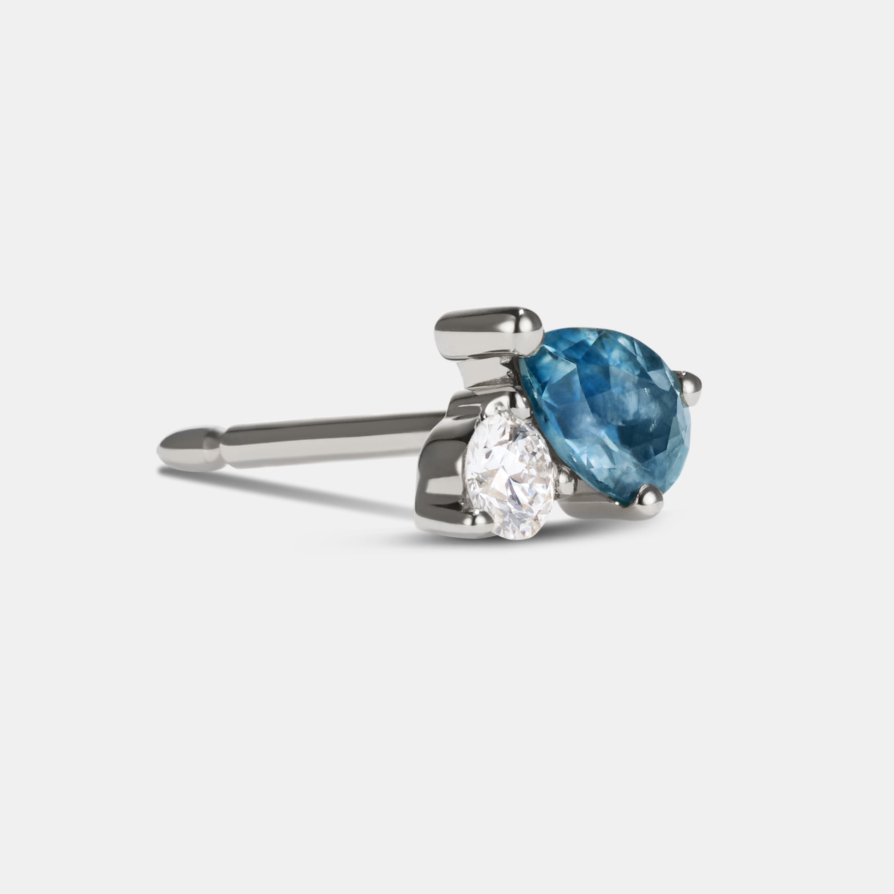 Single Petite Stud - Style No. 5 (Sapphire & Diamond)