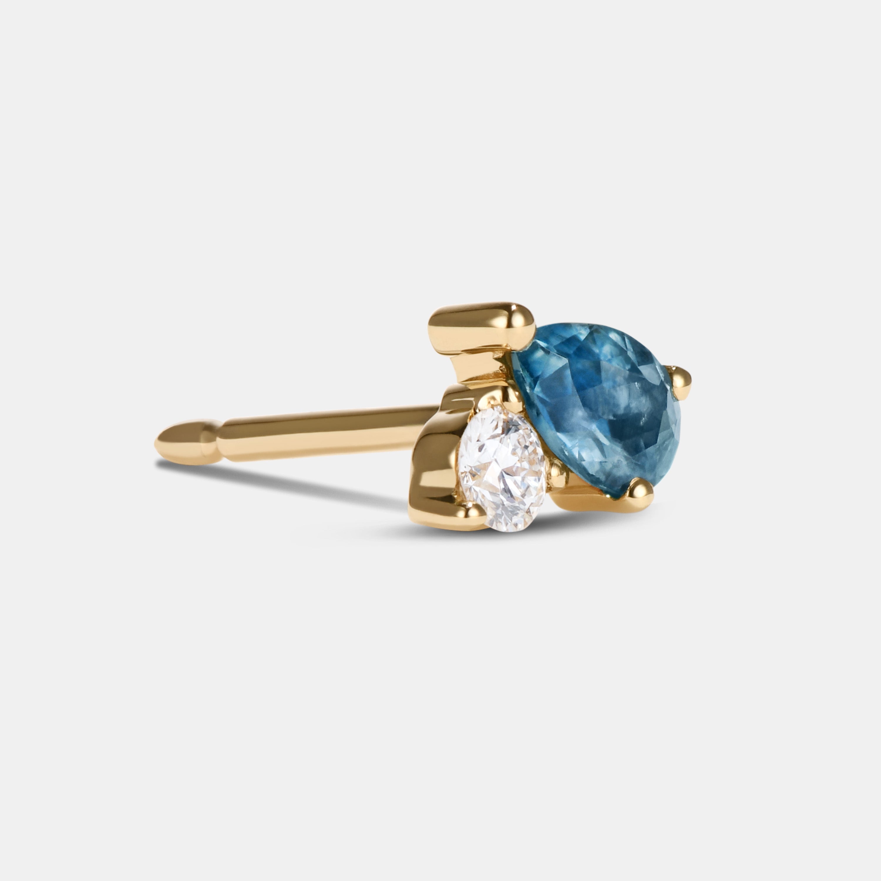 Single Petite Stud - Style No. 5 (Sapphire & Diamond)