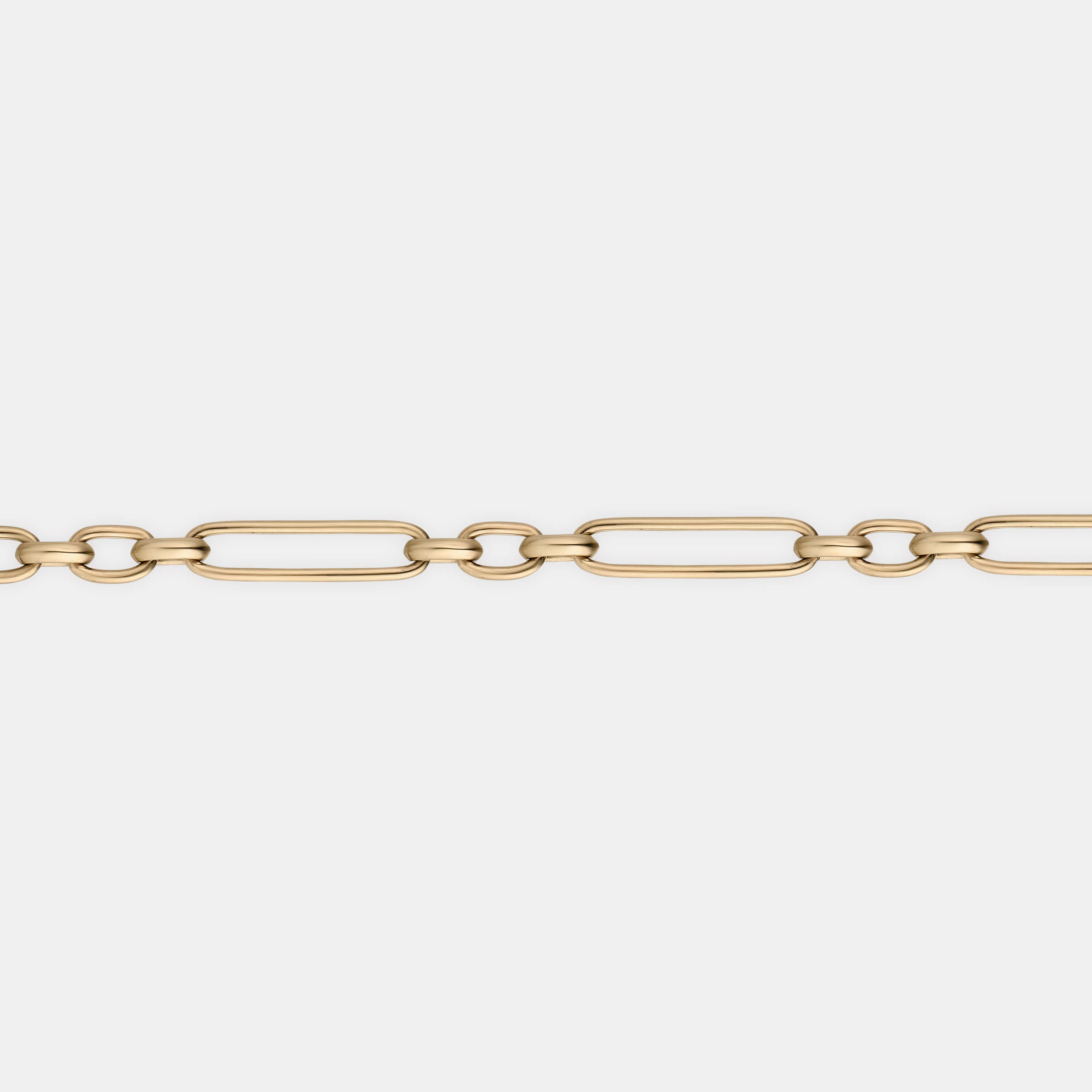 Trombone Link Handmade Chain Necklace in Yellow Gold