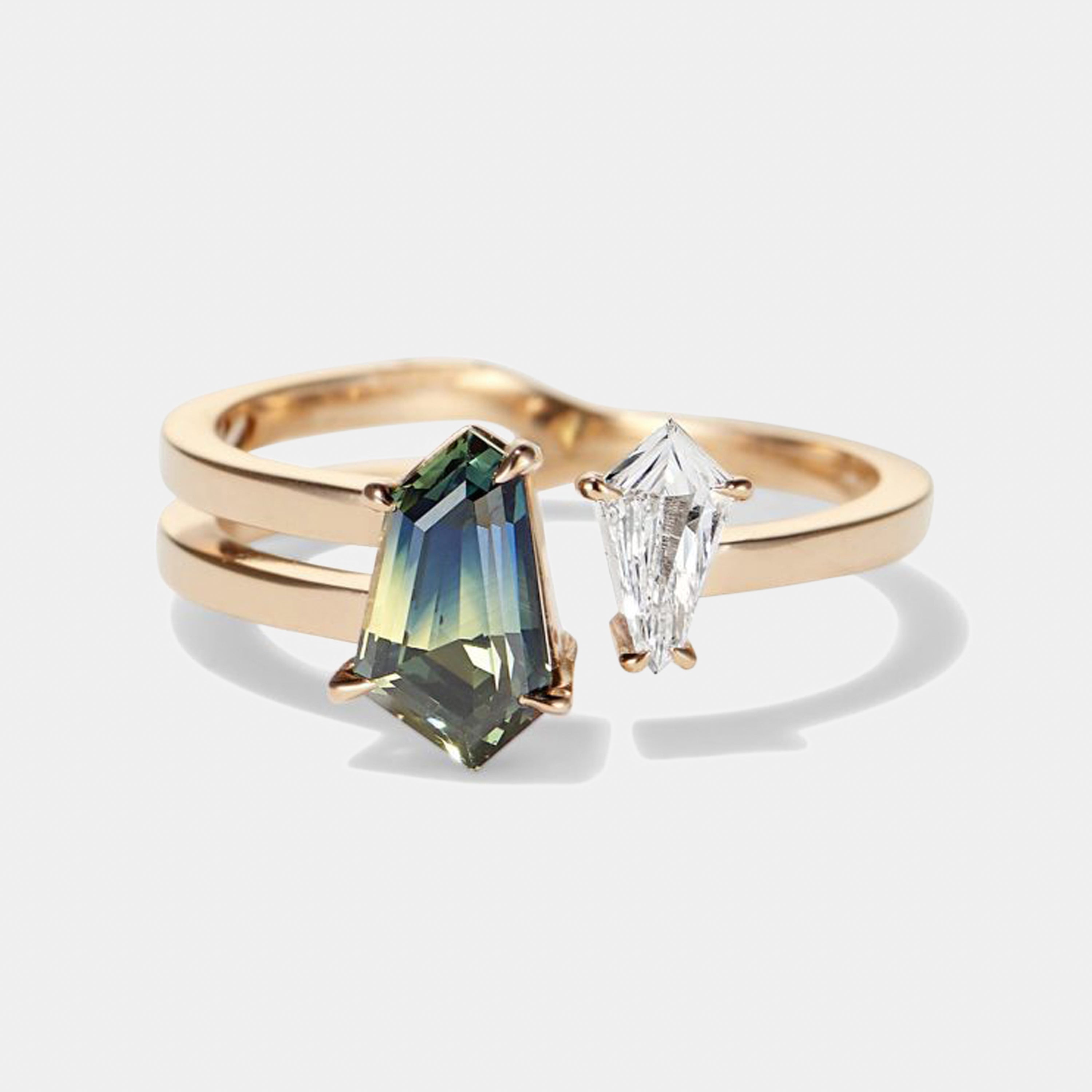 You And Me Sapphire & Diamond Toi Et Moi Ring
