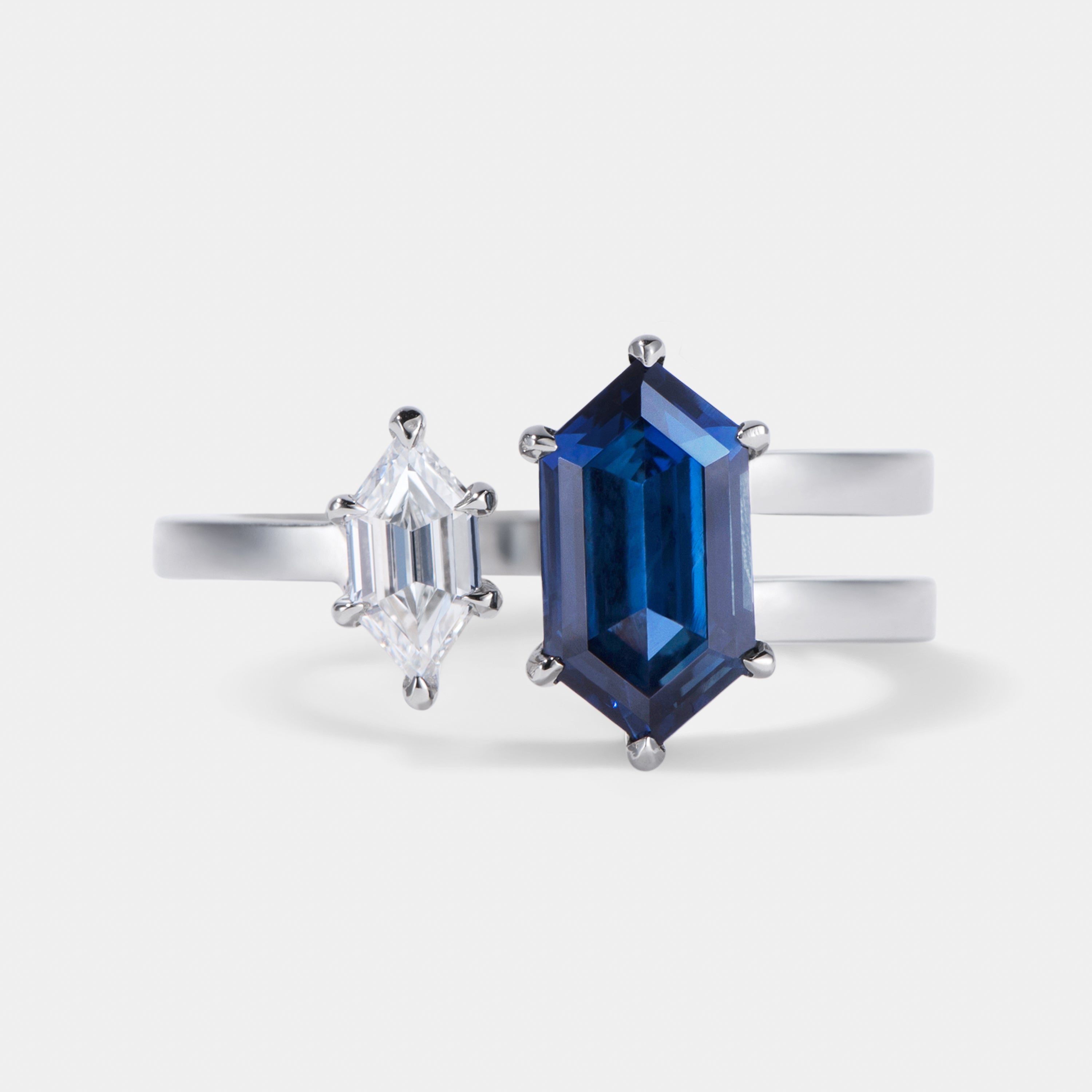 You And Me Sapphire & Diamond Toi Et Moi Ring