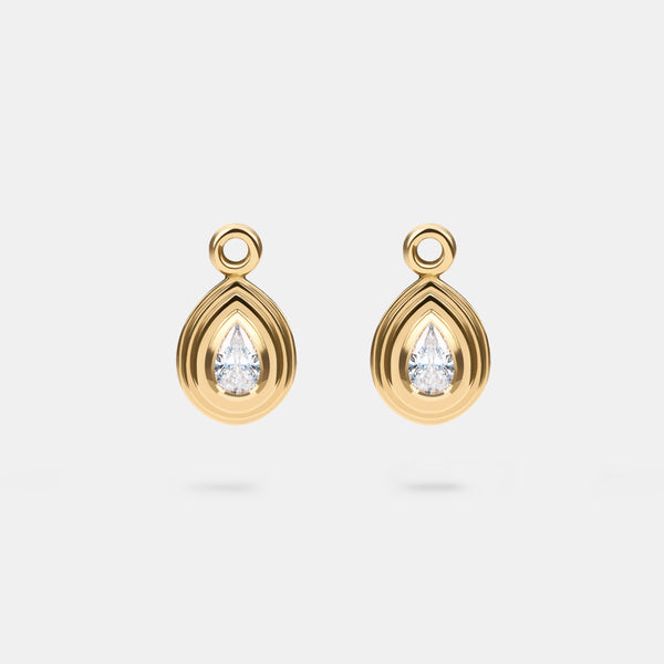 Contours Earring Charms Pear Diamond in 18 Karat Yellow Gold