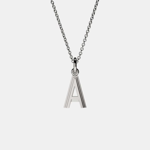 Contours Letter Pendant in White Gold