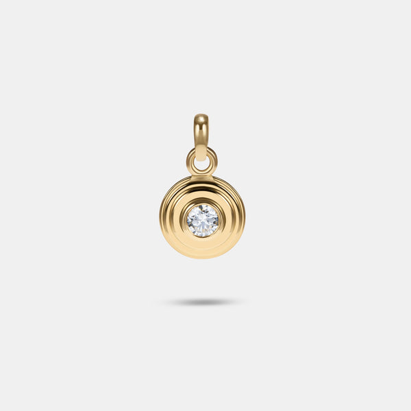 Contours Pendant Charm Round Diamond in 18 Karat Yellow Gold