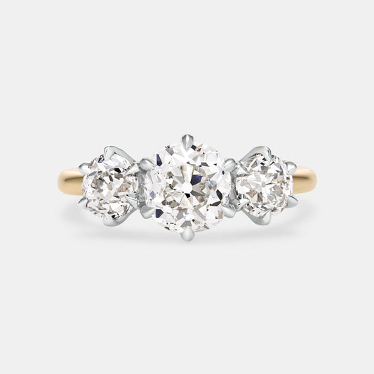 ELIZABETH 2.65ctw Antique Diamond Three Stone Engagement Ring