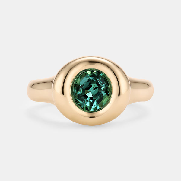 PILLOW 0.75ct Oval Lagoon Green Tourmaline Pinky Ring