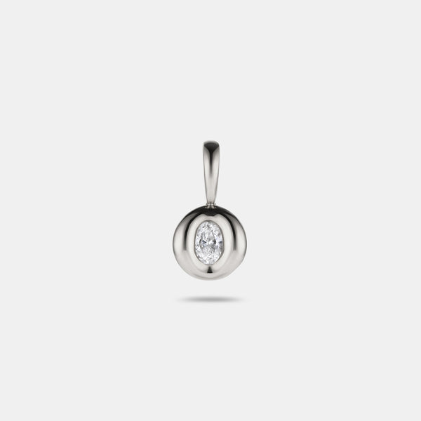 Pillow Oval Diamond Pendant in 18 karat white gold