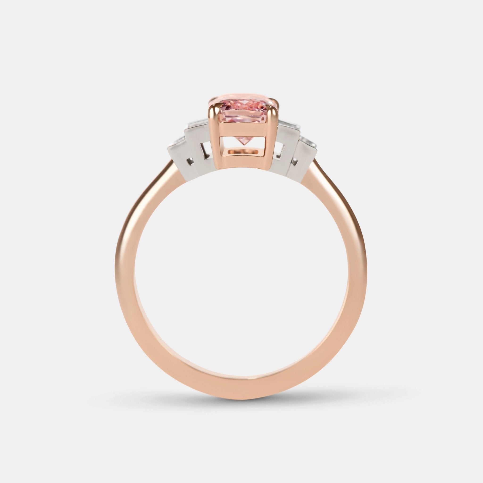 Amelia 1.68ct Radiant Peach Sapphire Five Stone Engagement Ring