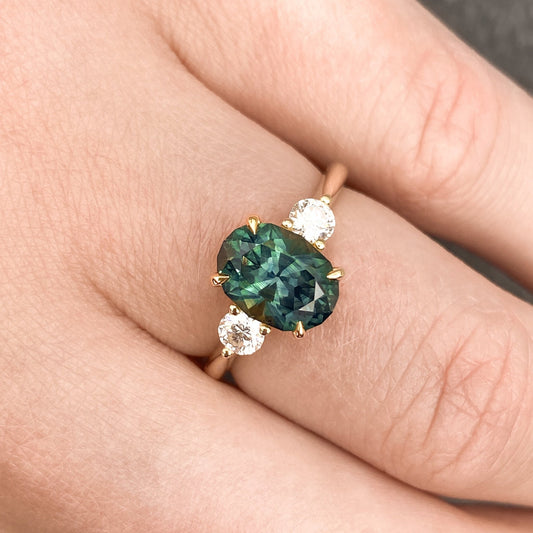Clover - 2.50ct Teal Sapphire Engagement Ring