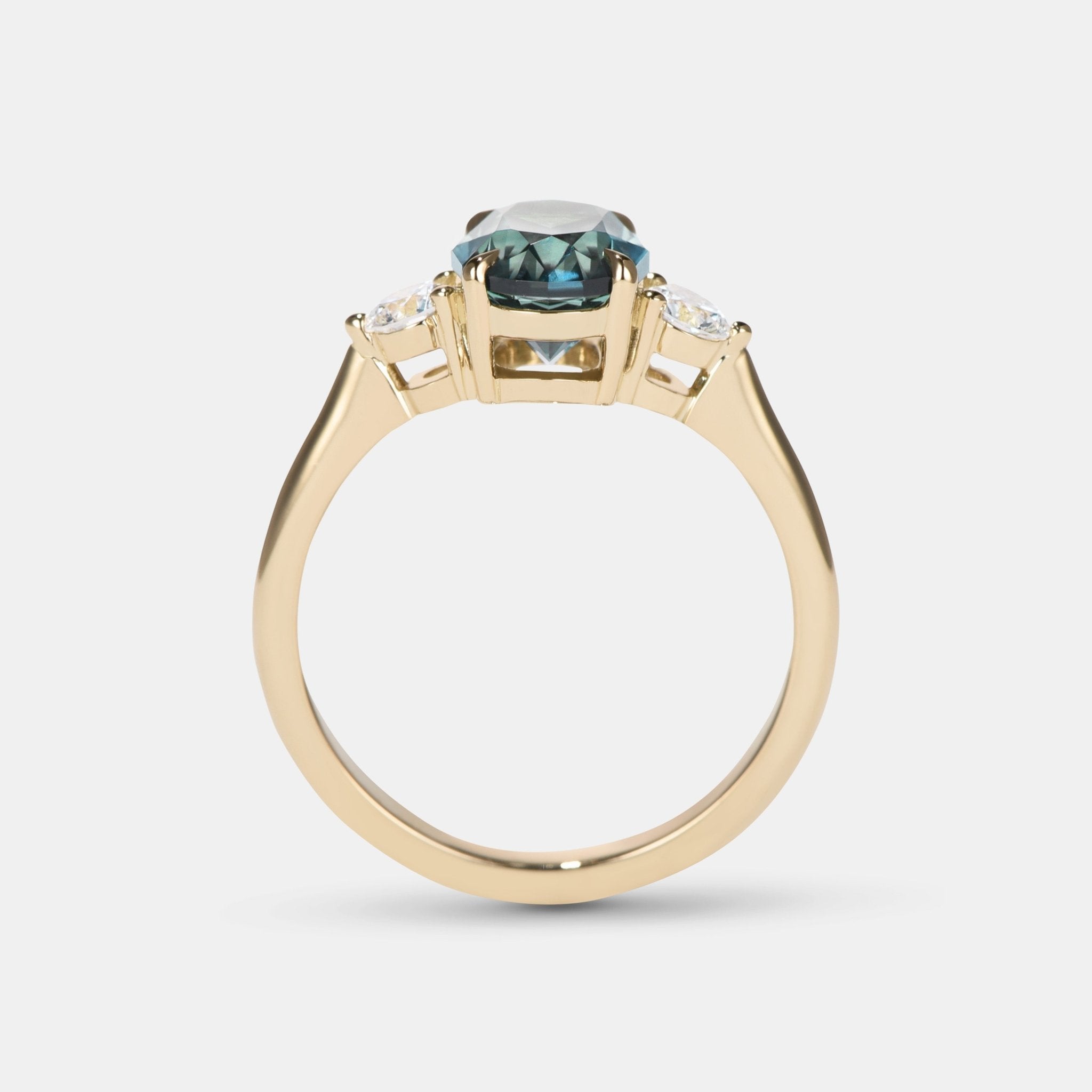 Clover Sapphire Three Stone Engagement Ring