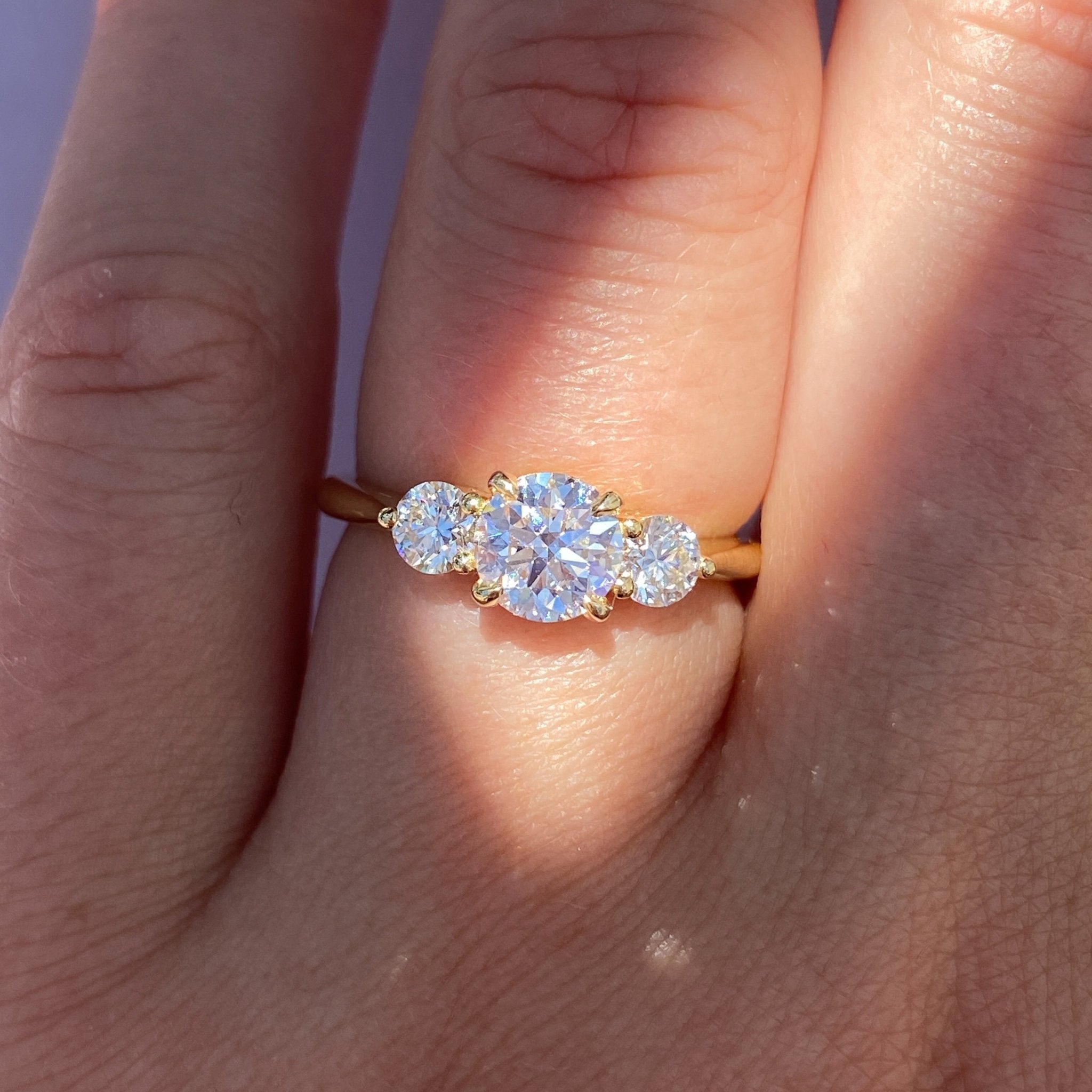 Maya 0.80ct Round Diamond Three Stone Engagement Ring