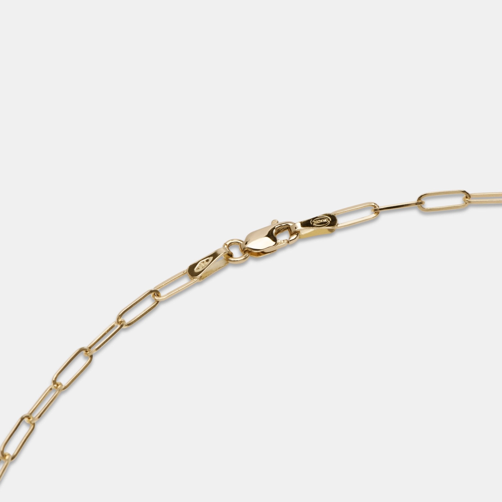 Paperclip Chain Necklace in 18 karat yellow gold