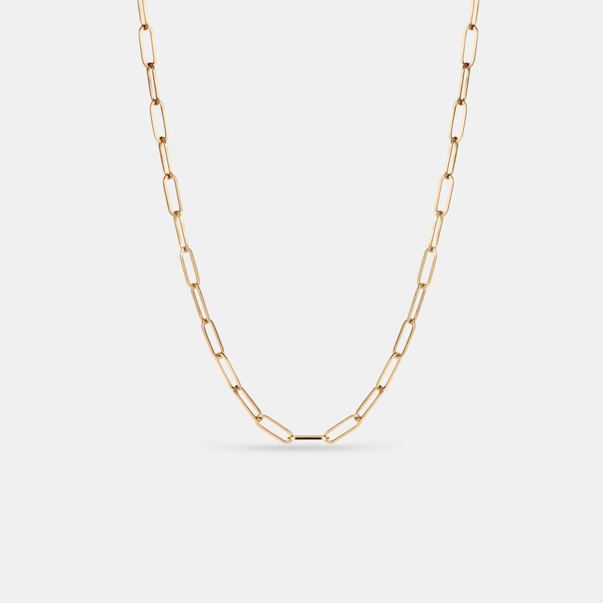 Paperclip Chain Necklace in 18 karat yellow gold